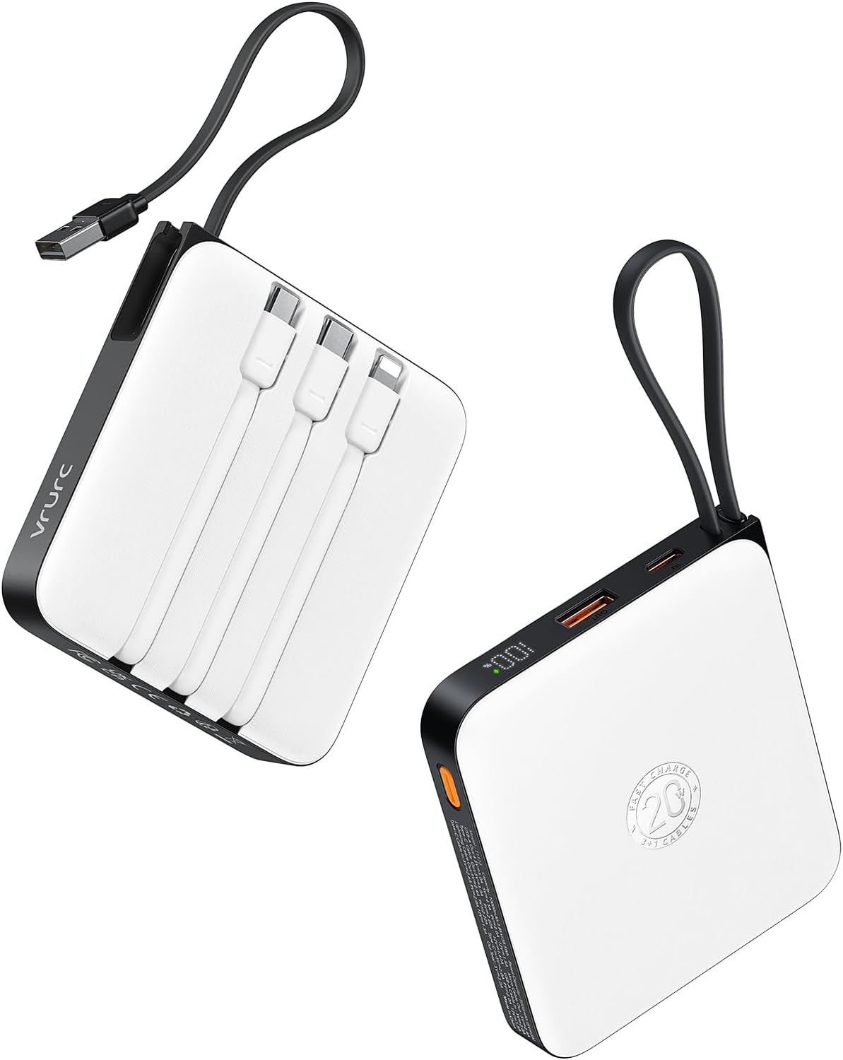 VRURC Portable Charger for iPhone, 20000mAh Power Bank PD20W with Built-in Cable...