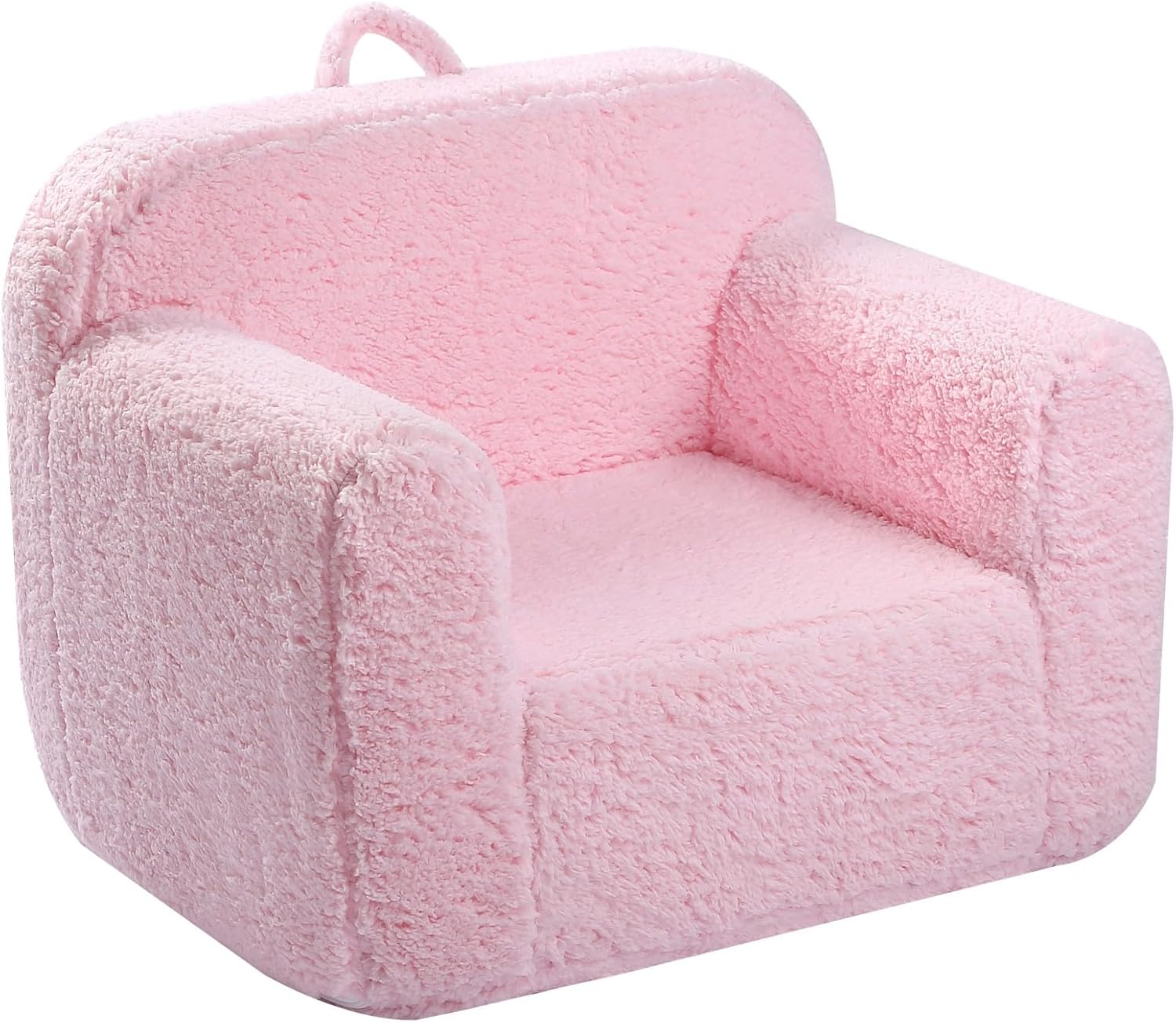 Kids Snuggly-Soft Sherpa Chair, Cuddly Toddler Foam Chair for Boys and Girls, Pi...