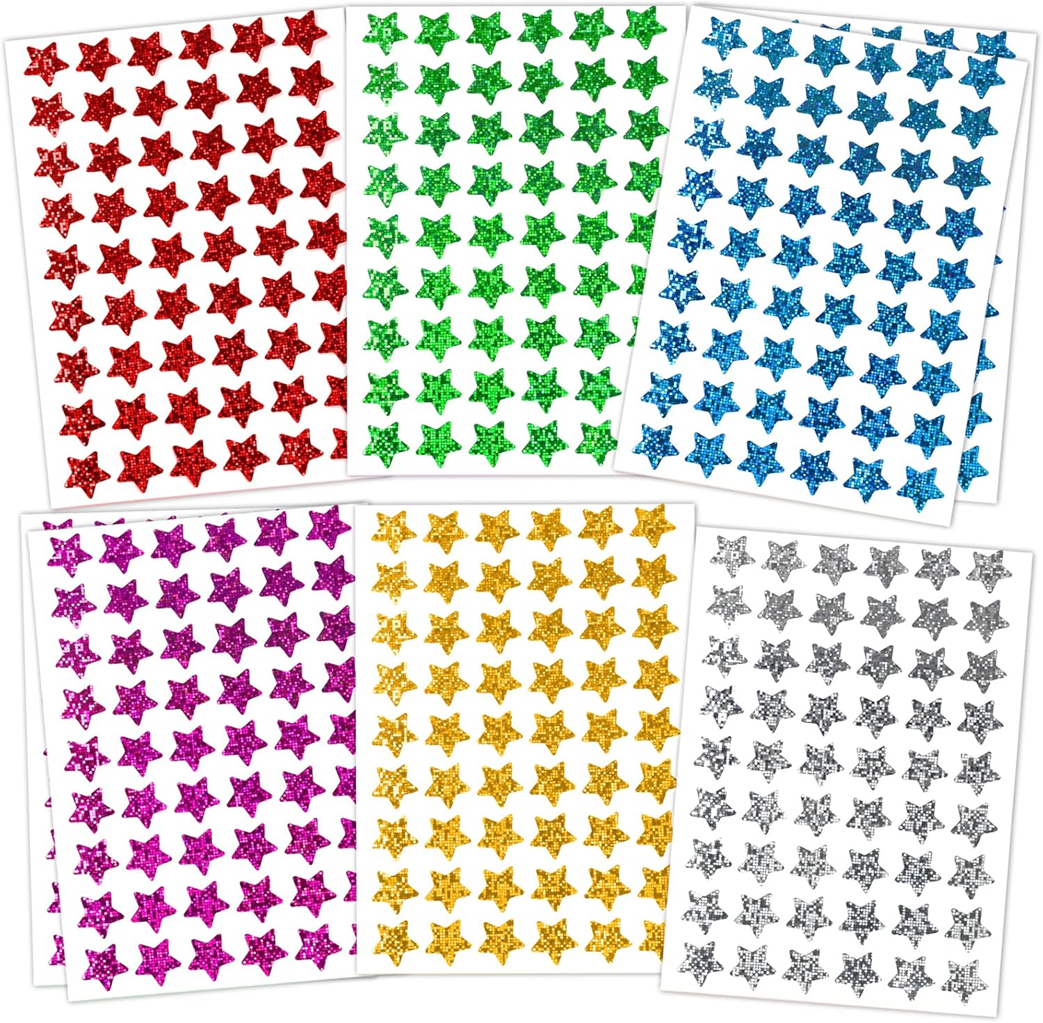1620 Pack, 6 Colors, Holographic Small Star Stickers for Kids Reward, Behavior C...