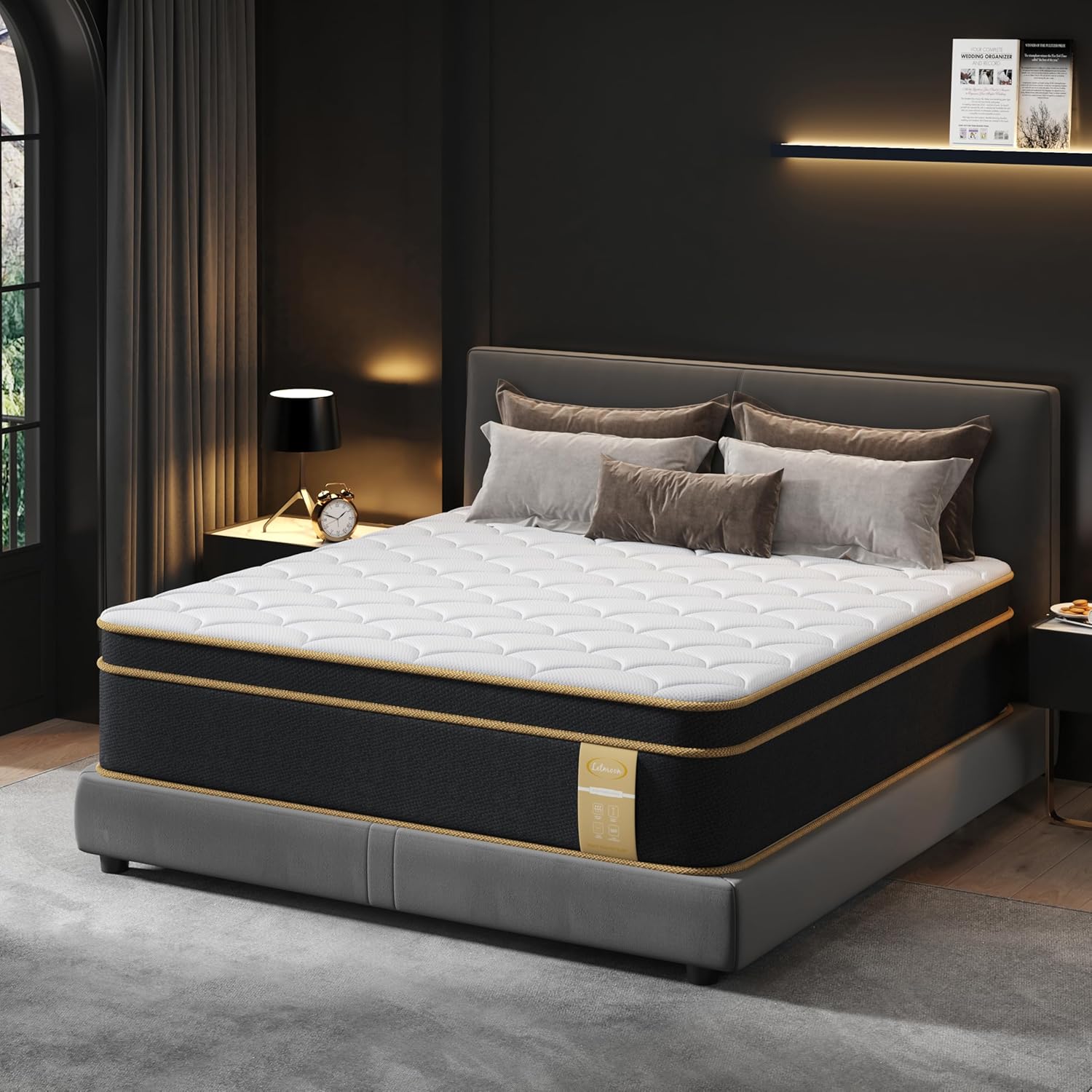 California King Mattress, 12 Inch Gel Memory Foam Hybrid Mattress Cali King Size...