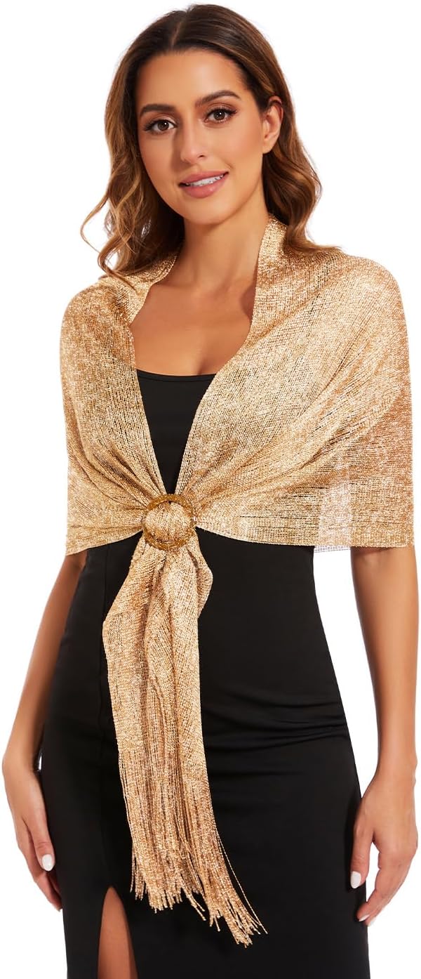 Sparkling Metallic Shawls and Wraps with Buckle,for Evening Dresses Party Weddin...