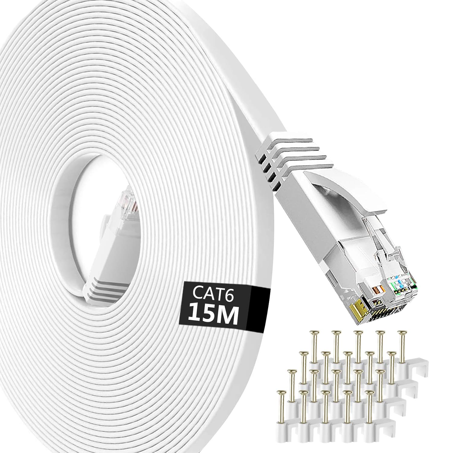 Lemeend Ethernet Cable 15m,Cat6 Gigabit Lan Network RJ45 High-Speed Patch Cord 2...