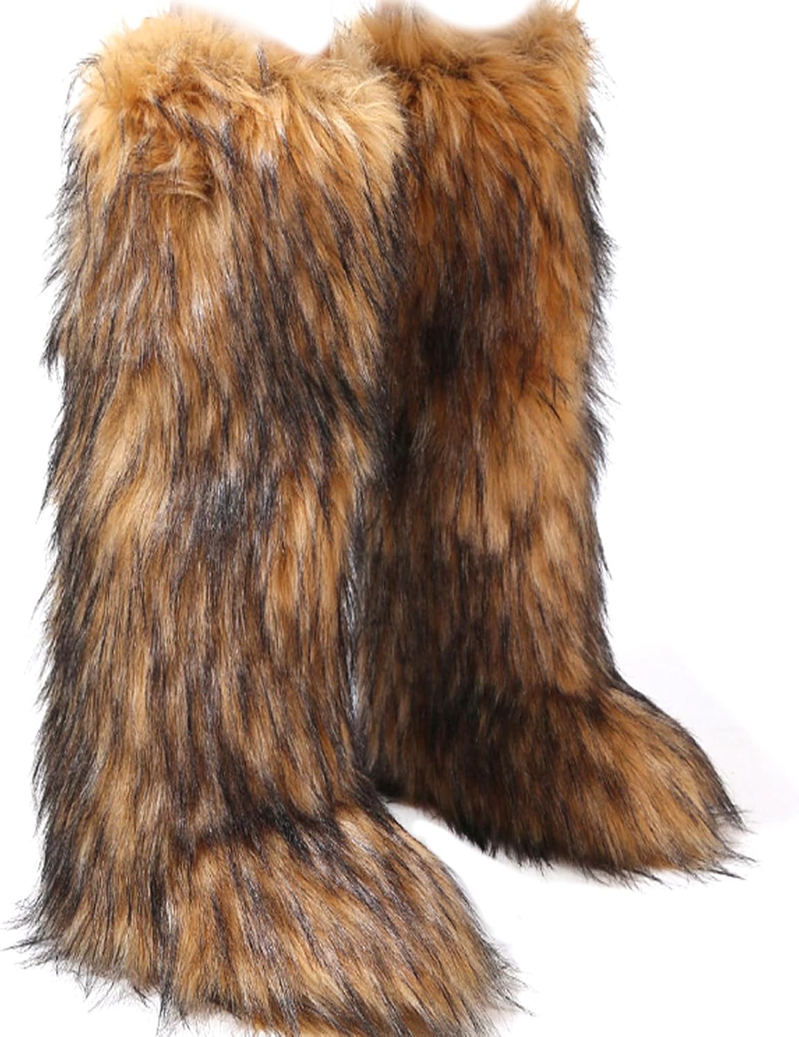 Valpeak Womens Faux Fur Boot Winter Fluffy Long Furry Boots for Girls Outdoor Fu...