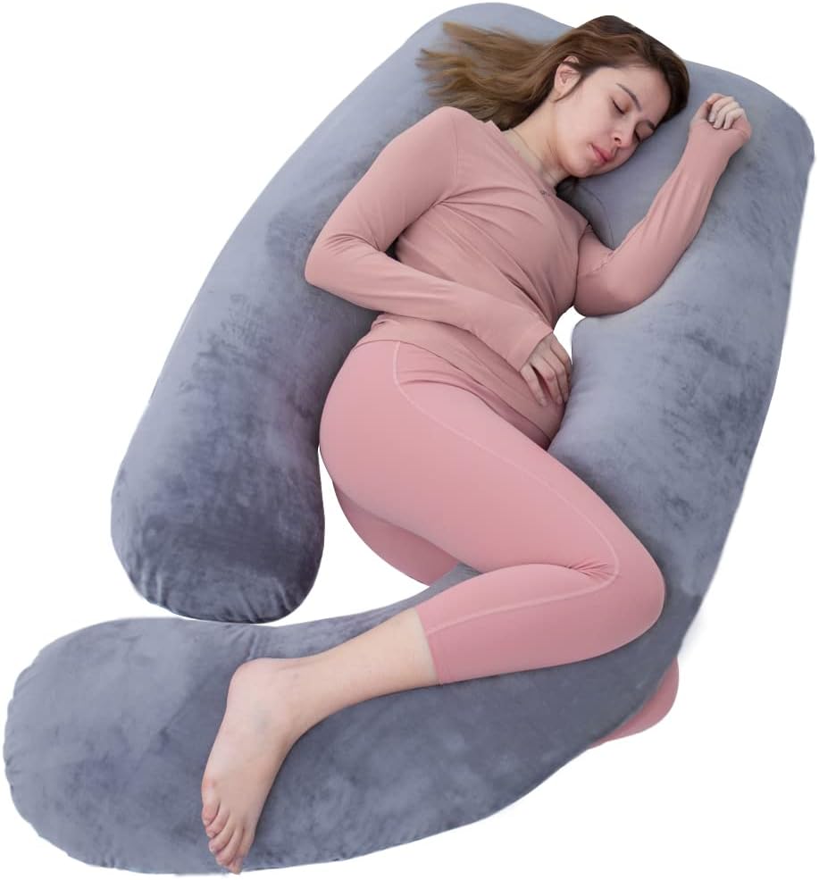 AS AWESLING Pregnancy Pillow, U Shaped Full Body Pillow, Nursing, Support and Ma...