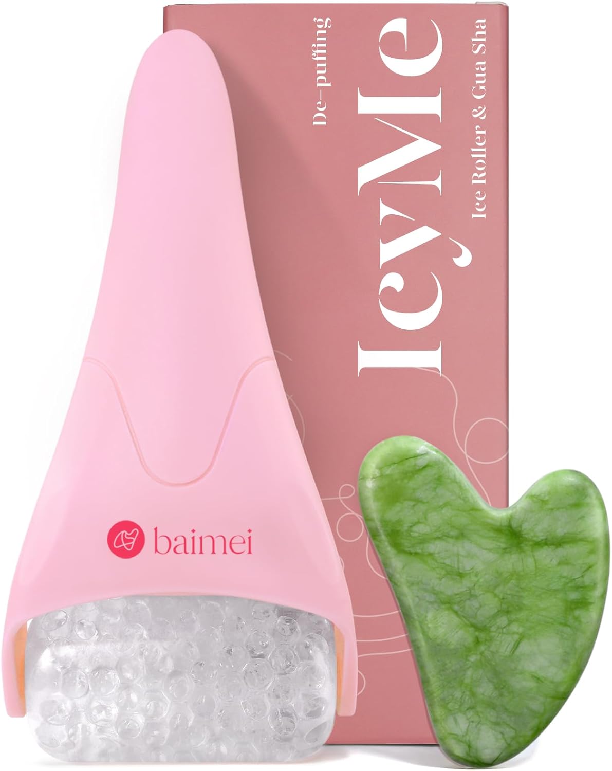 BAIMEI Ice Roller and Gua Sha Stone, Ice Face Roller Tools, Ice Roller for Face...