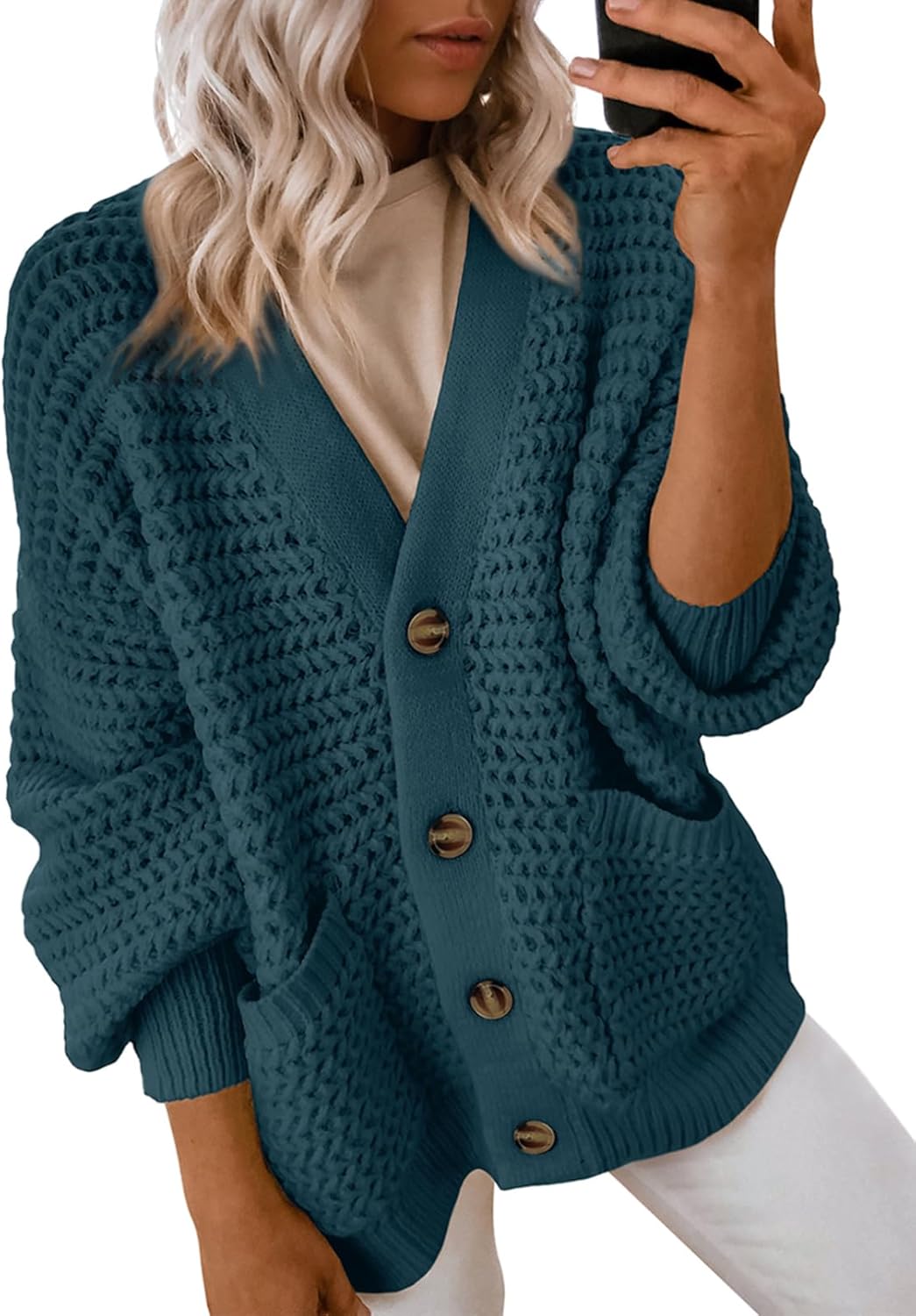 Dokotoo Women's 2025 Fashion Casual Open Front Long Sleeve Chunky Knit Cardigans...