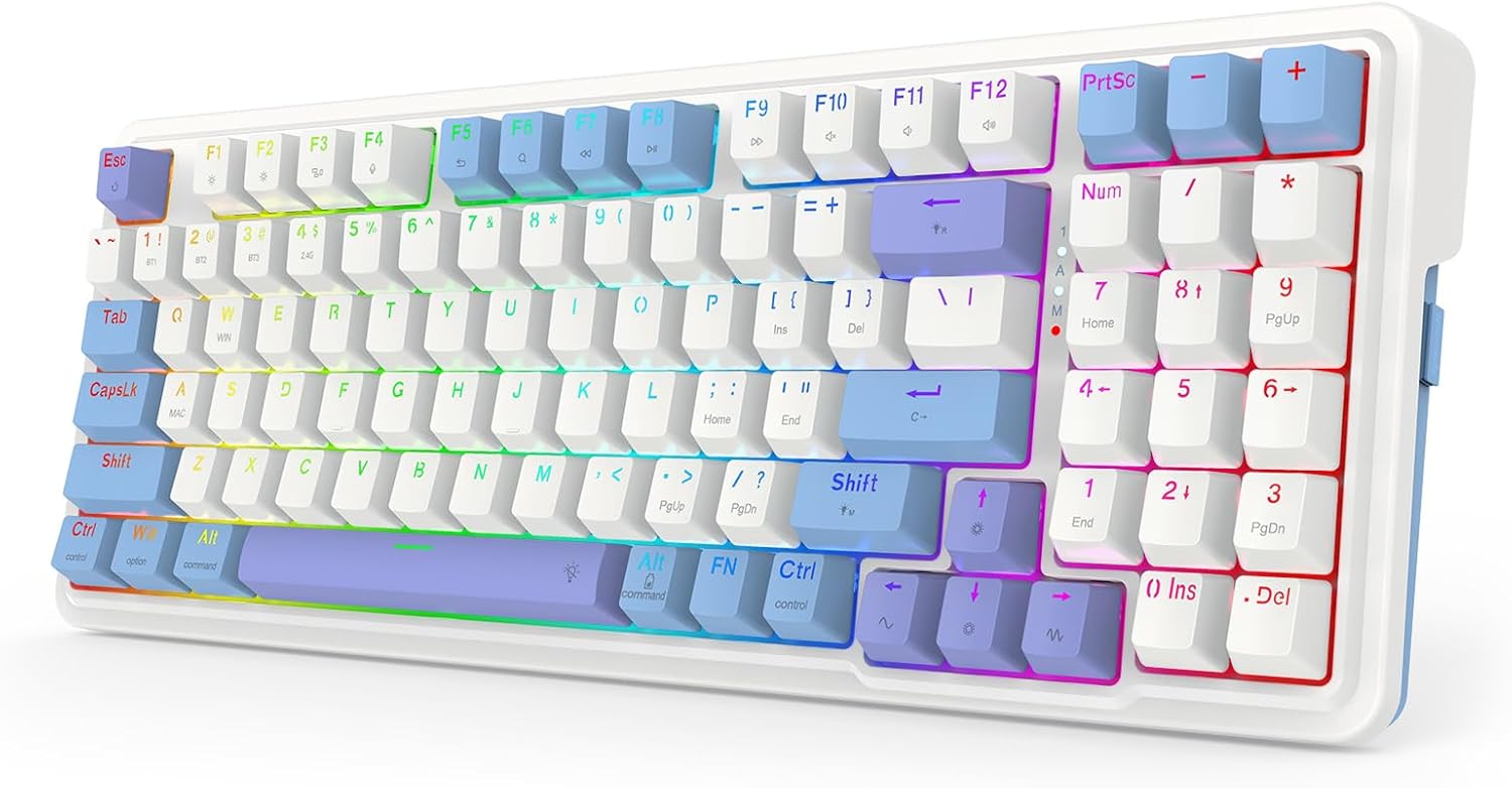 Redragon Mechanical Keyboard Wireless, Gaming Keyboard Wireless 3-Modes 94 Keys...