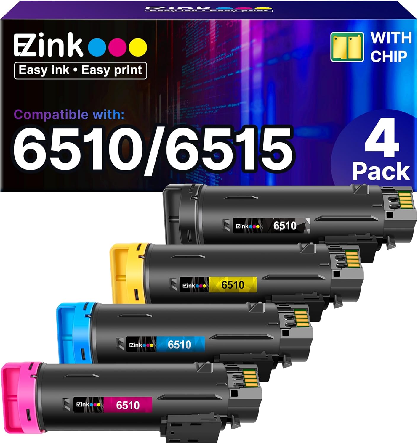 E-Z Ink 6510 Toner Cartridge with Chip: Compatible Replacement for Xerox 6510 65...