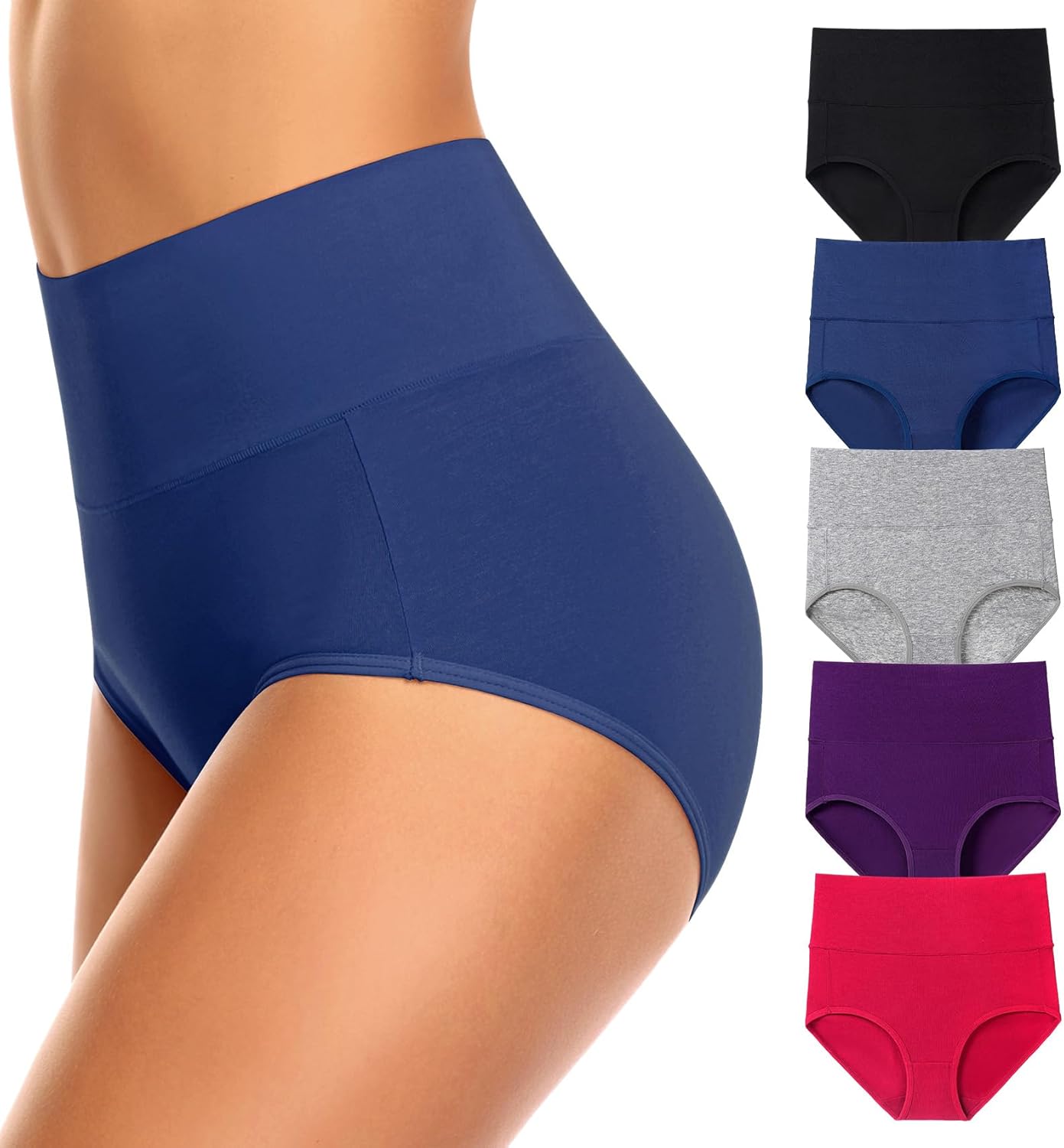 OLIKEME High Waisted Underwear for Women Tummy Control Cotton Panties Postpartum...