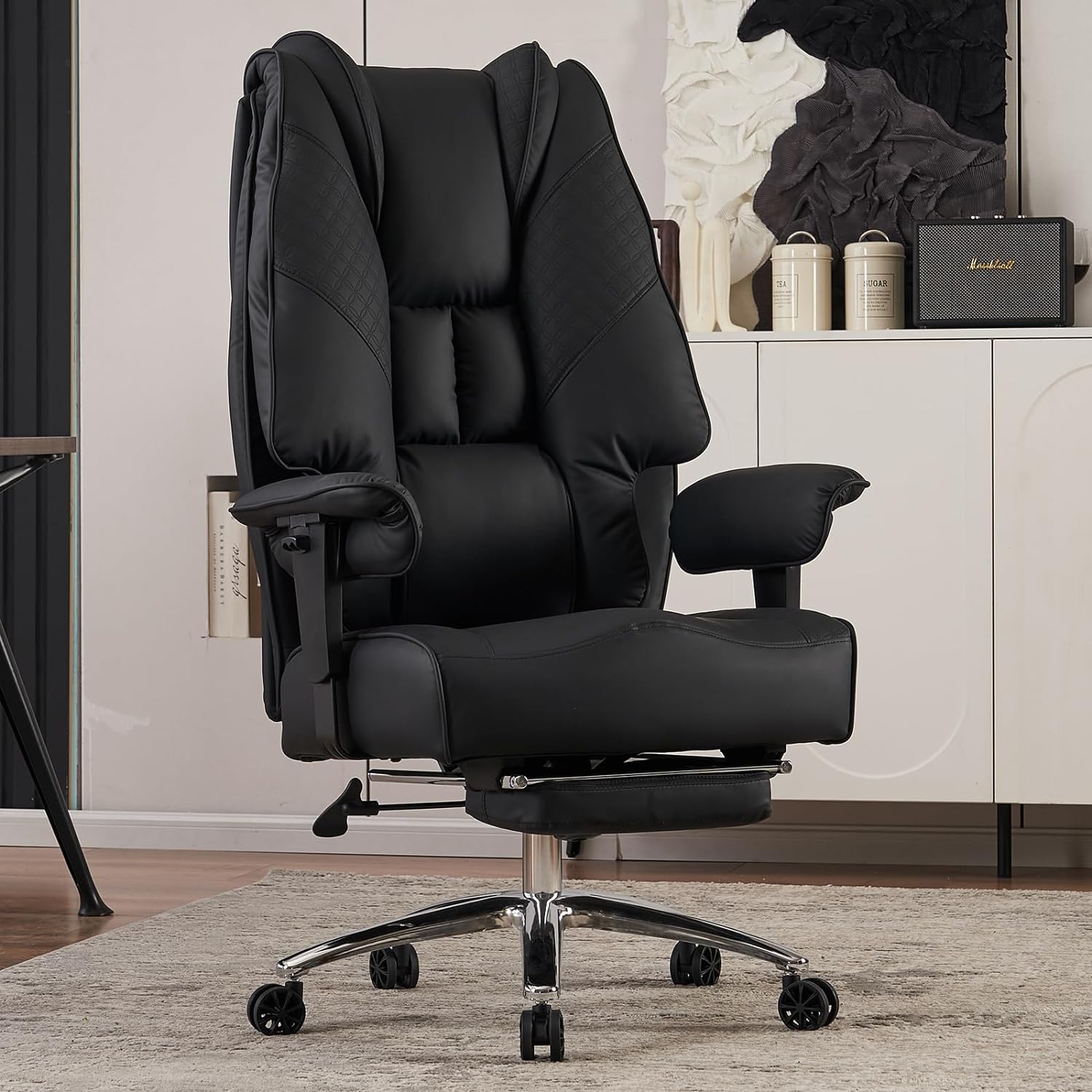 Big and Tall Office Chair 400lbs Wide Seat, Leathe...