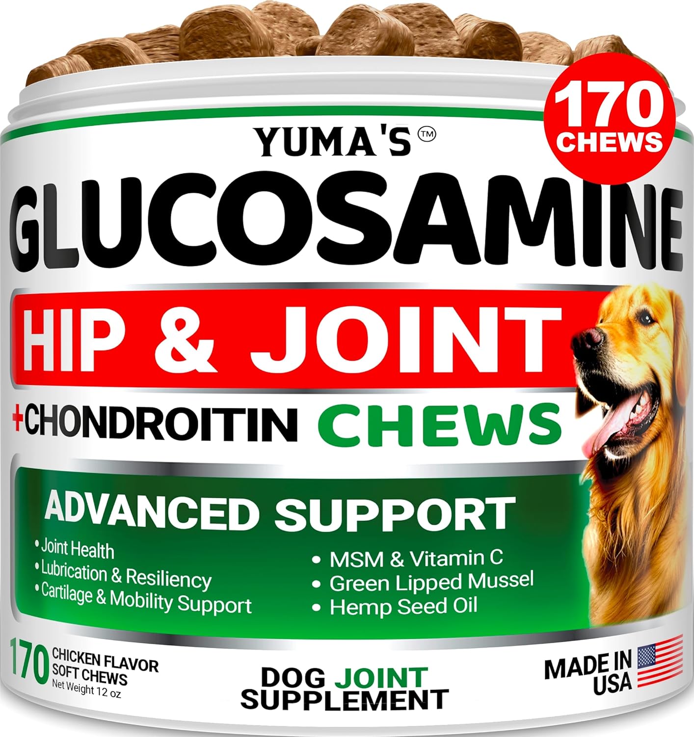Glucosamine for Dogs - Hip and Joint Supplement for Dogs - 170 Ct - Glucosamine...