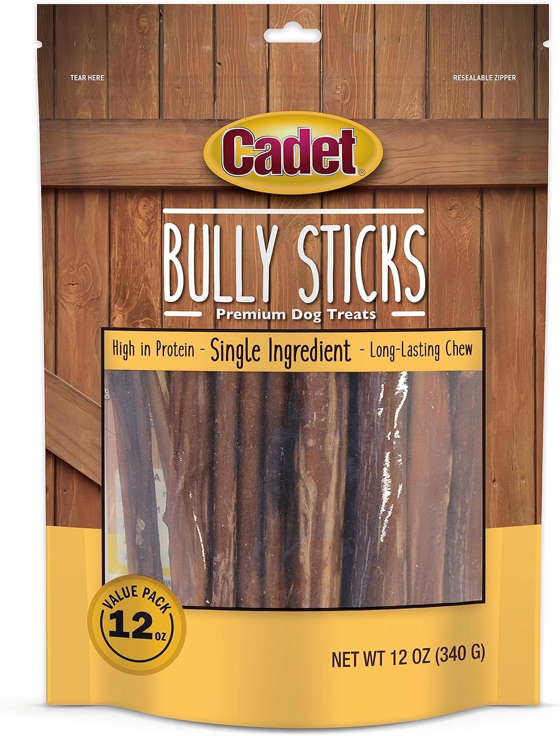 Cadet Bully Sticks for Small Dogs – All-Natural Beef Pizzle, High Protein, Low F...