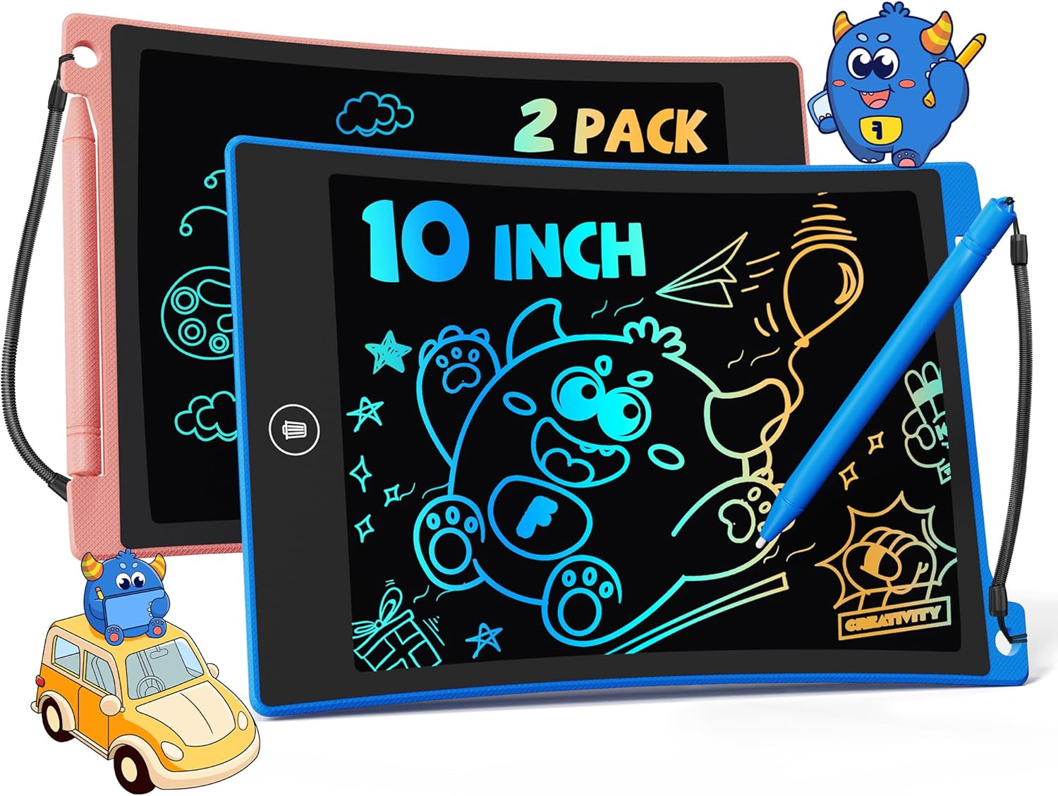 TEKFUN 2 Pack LCD Writing Tablet 10inch Erasable Colorful Drawing Tablet Writing...