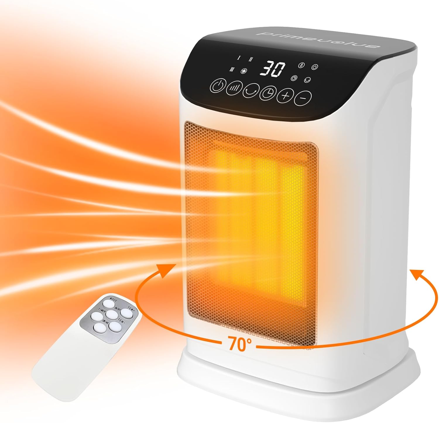 Primevolve 1800W Electric Heater, Portable Ceramic Space Heater with ECO Mode, S...