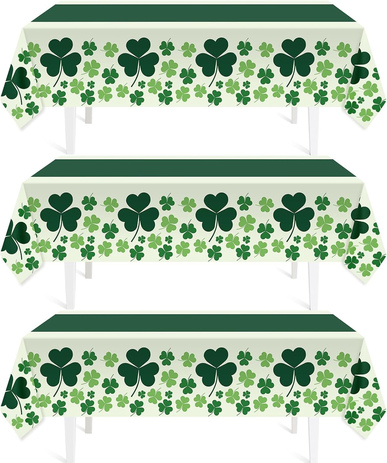 St Patricks Tablecloth for Rectangle Tables, 3 Pack Disposable Plastic 54" x 108...