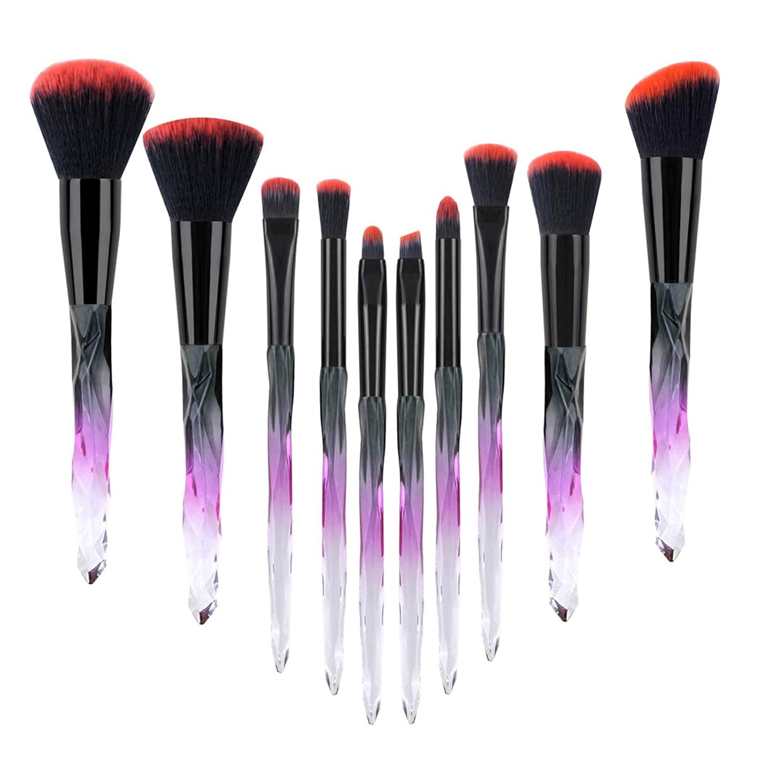 10pcs Makeup Brush Set - Cosmetic Foundation Brush For Liquid Makeup Contour Eye...
