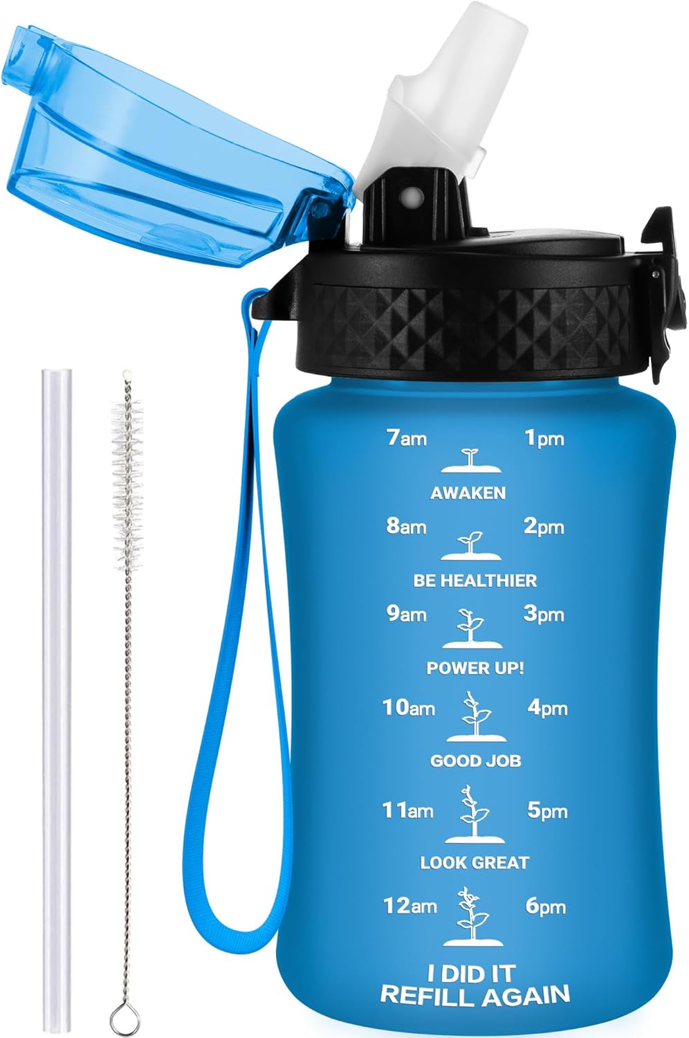 GOPPUS 350ml/12oz Kids Water Bottles With Straw Toddler Drinks Bottle for School...