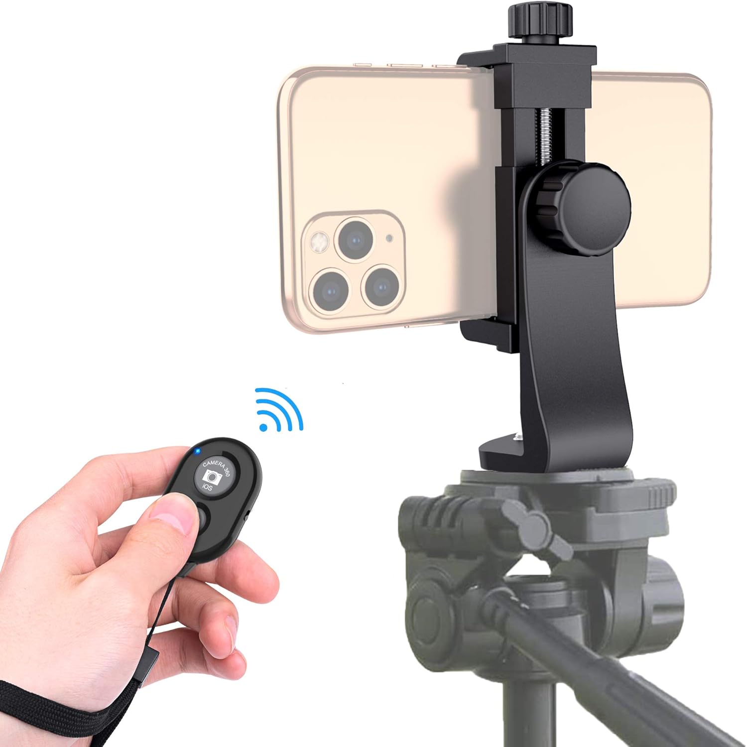 Universal Phone Tripod Mount Adapter with Ｗireless Camera Remote , Cell Phone H...