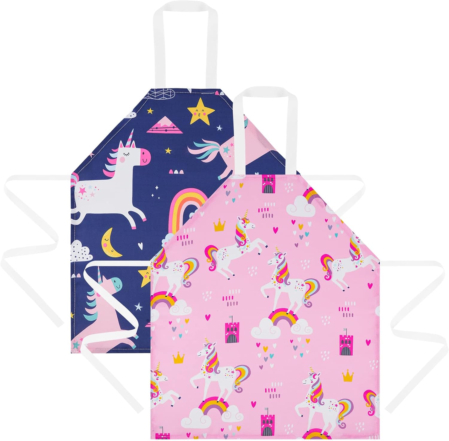 HOTUT 2 Pcs Kids Aprons, Cartoon Style Adjustable Child Chef Aprons, Unicorn Pri...