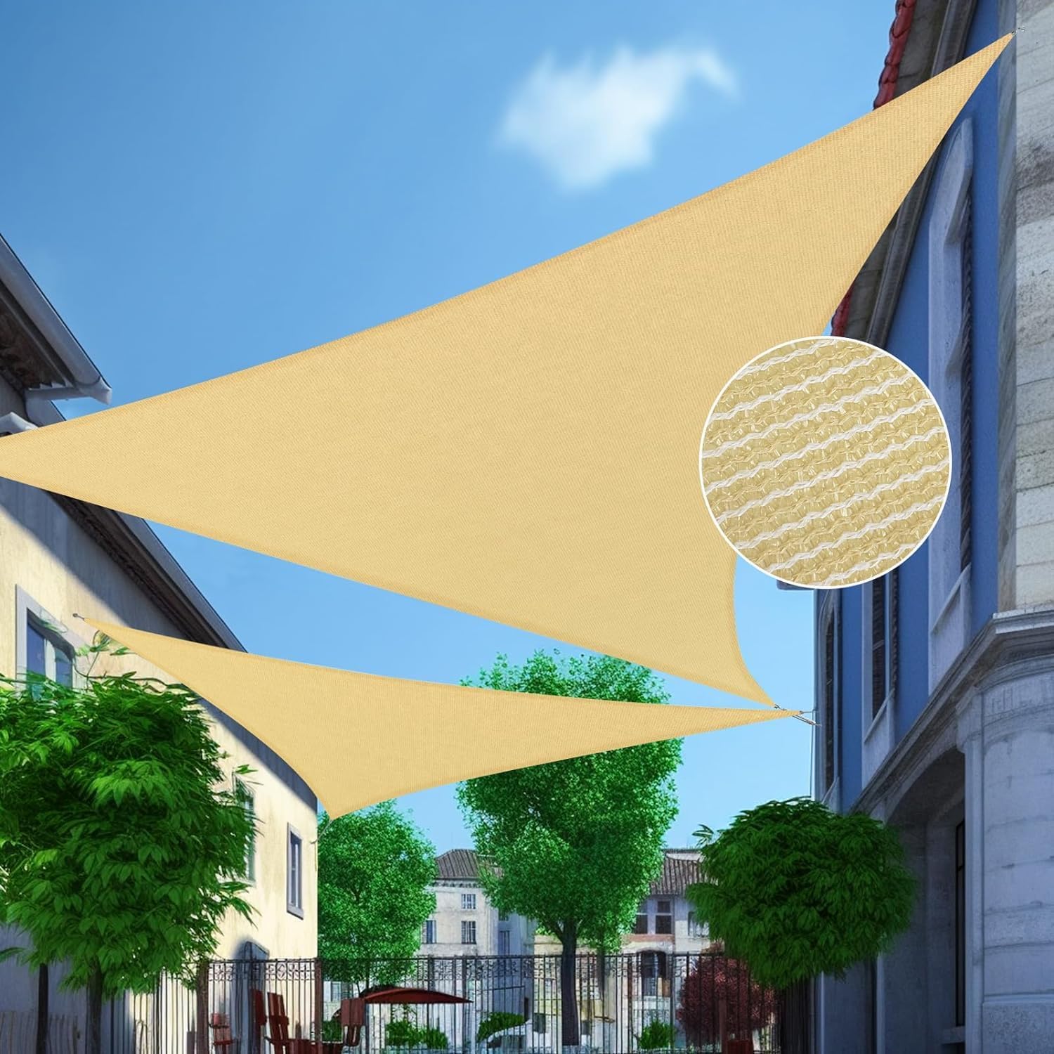 12'X12'X12' Beige Shade Sail Triangle Curved Sun Shade Sail UV Block Breathable...