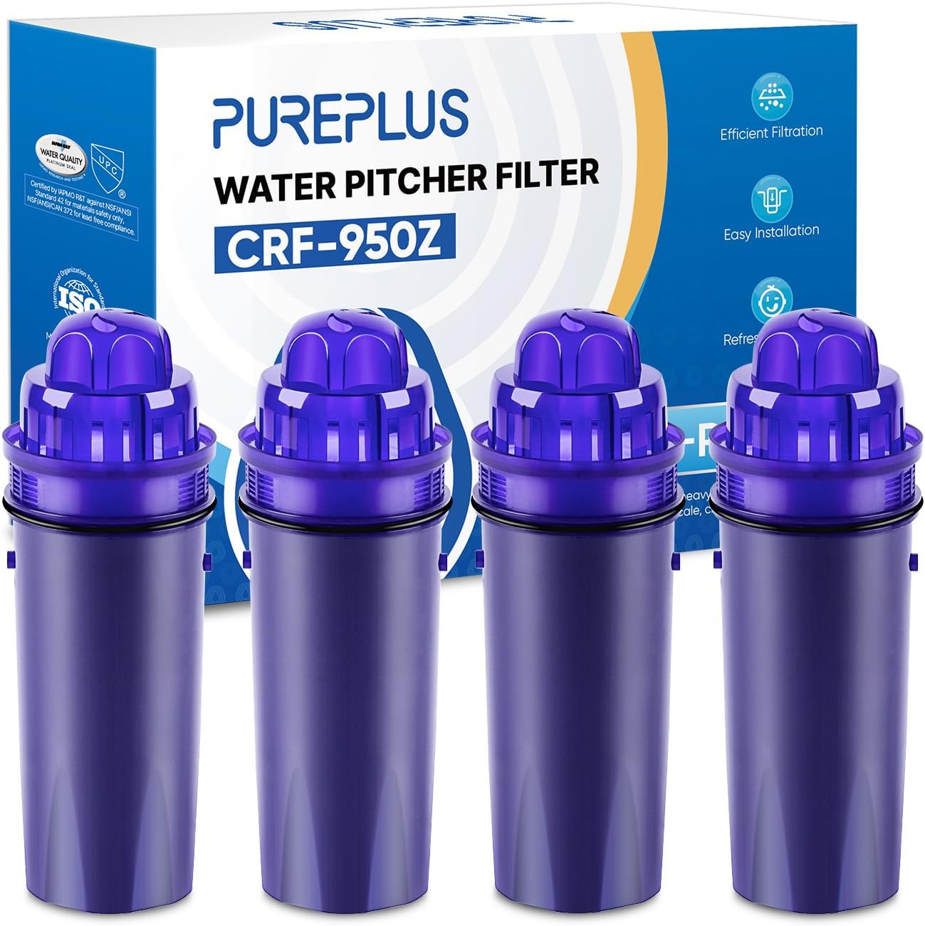 PUREPLUS CRF950Z Pitcher Water Filter Replacement for Pur PPF900Z, PPF951K, PPT7...
