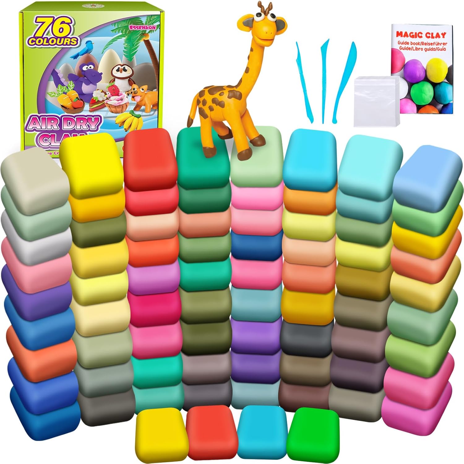 Air Dry Clay 76 Colours, Modelling Clay for Kids, DIY Molding Magic Clay for wit...