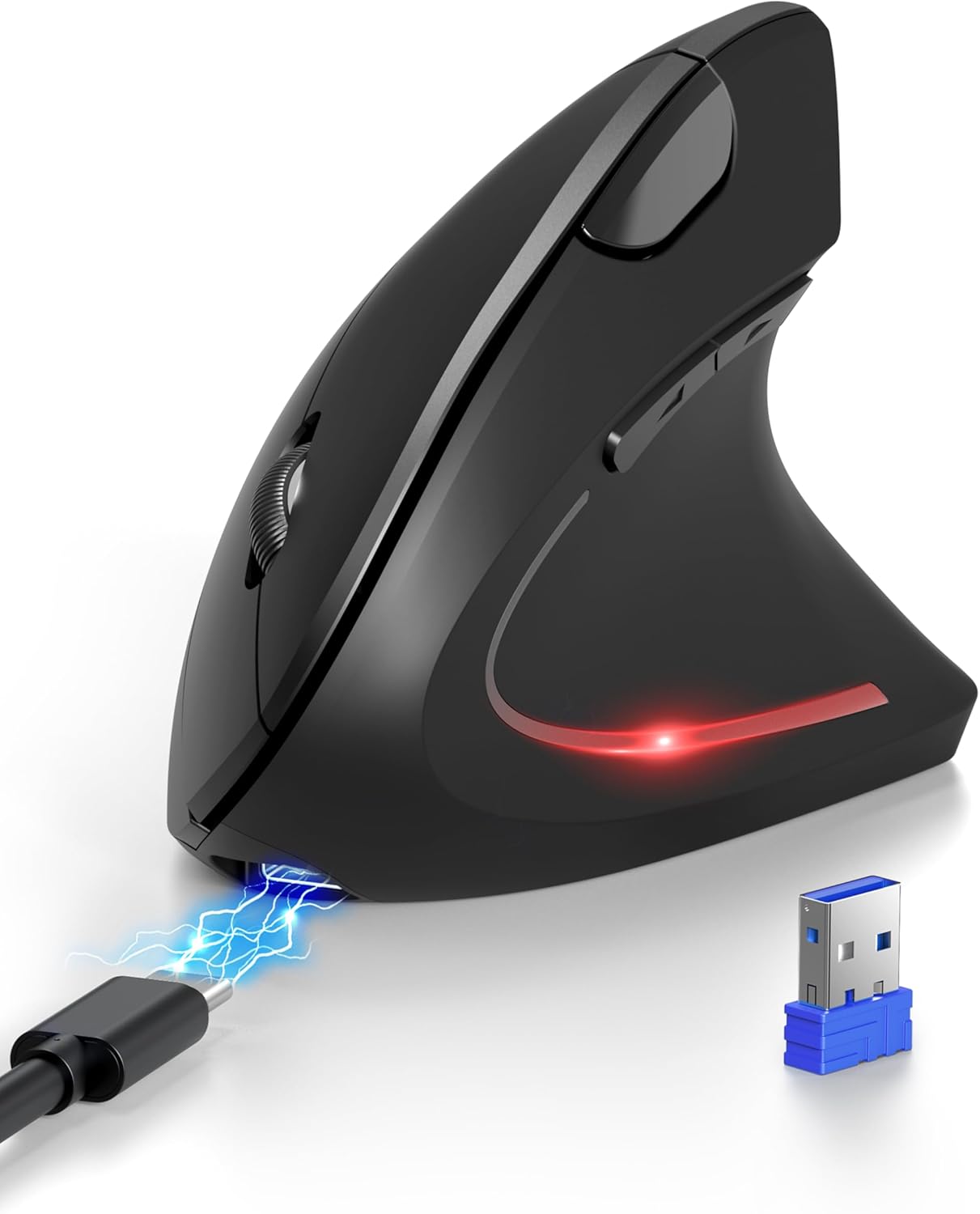 TECKNET Ergonomic Mouse, Bluetooth Wireless Vertical Mouse, Connect 3 Devices Si...