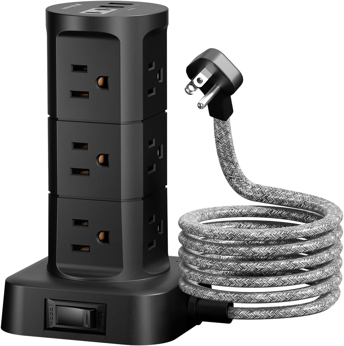 Surge Protector Power Strip Tower, Flat Plug, 6Ft Extension Cord with Multiple O...