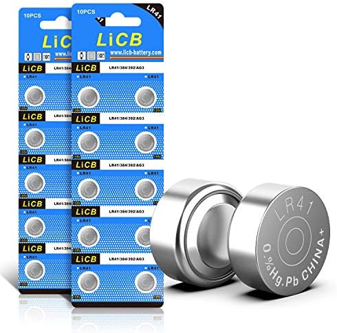 LiCB 20 PCS LR41 AG3 392 192 SR41SW Battery 1.5V Button Coin Cell Batteries