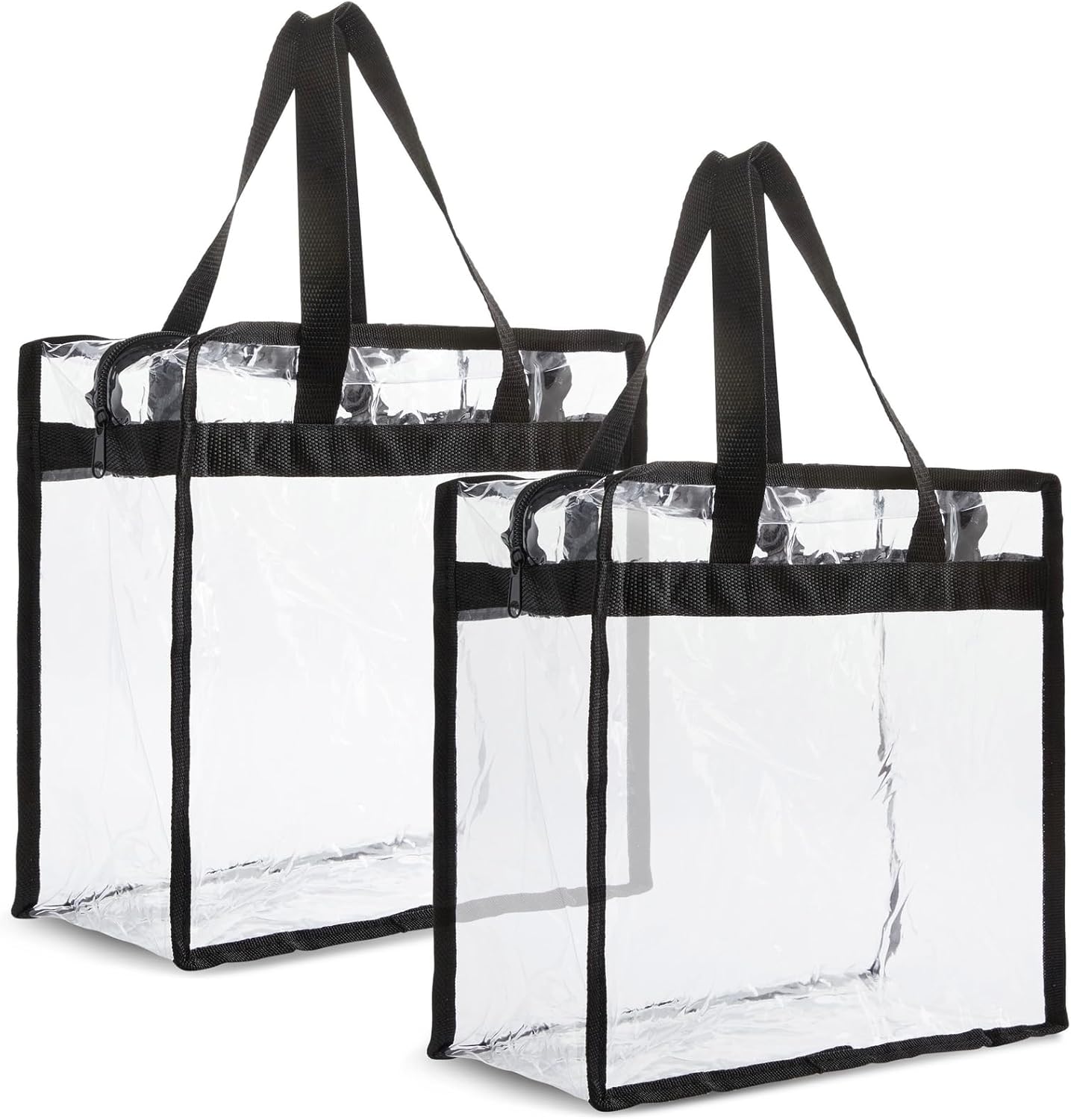 Juvale Clear Stadium Approved Bags - 12x6x12 Large Transparent Tote Bags with Zi...