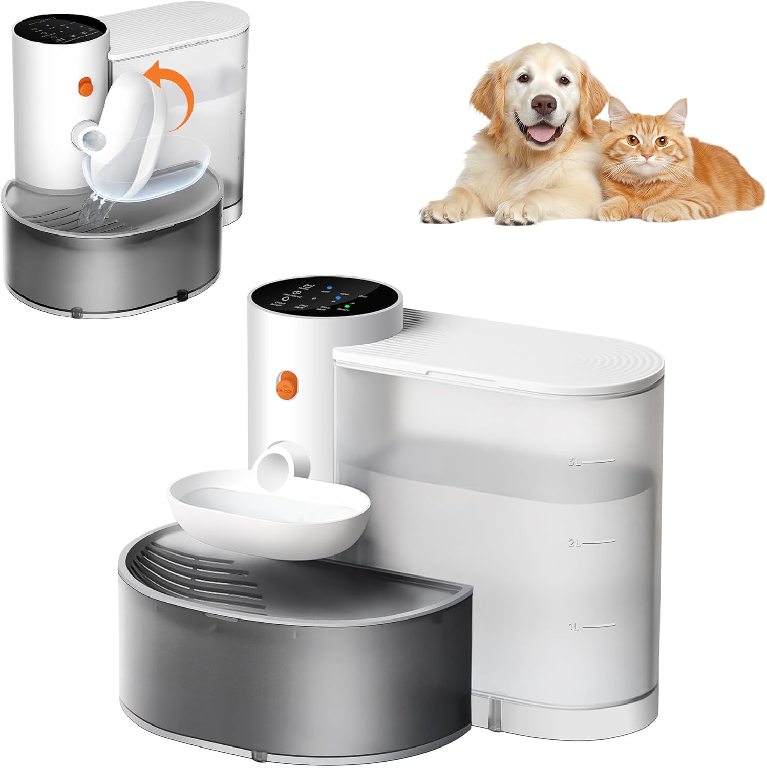 Potaroma Smart Wireless Pet Water Fountain, No Filter, 3.5L Large Capacity, Rech...
