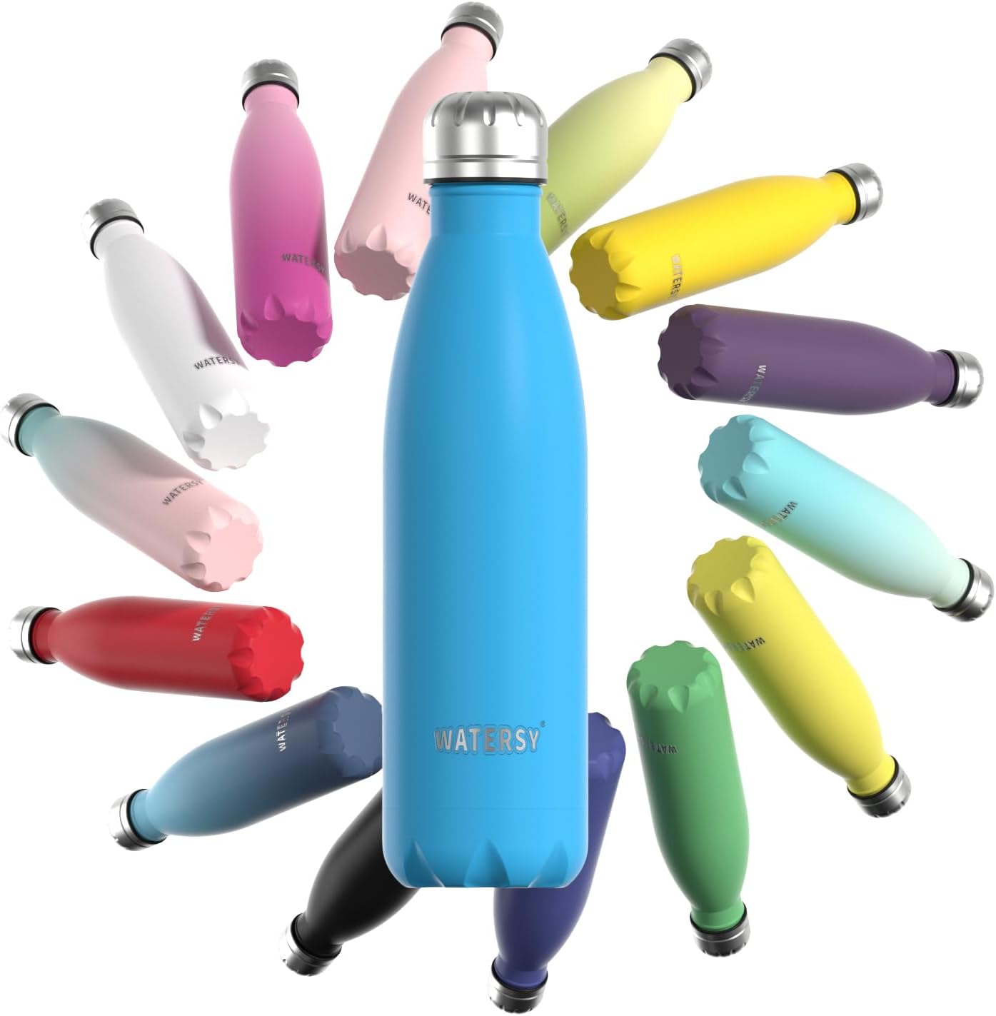 WATERSY Stainless Steel Insulated Water Bottle, Double Walled Metal Vacuum Flask...