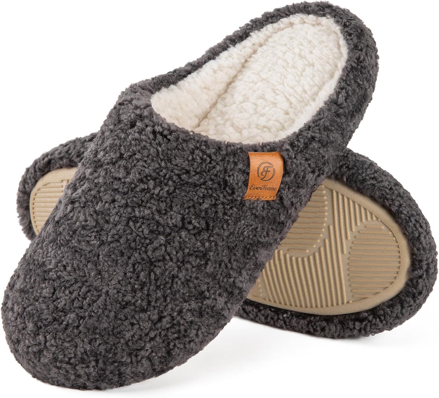 EverFoams Women's Mule Slippers Comfy Warm Shearling Lightweight Breathable Memo...