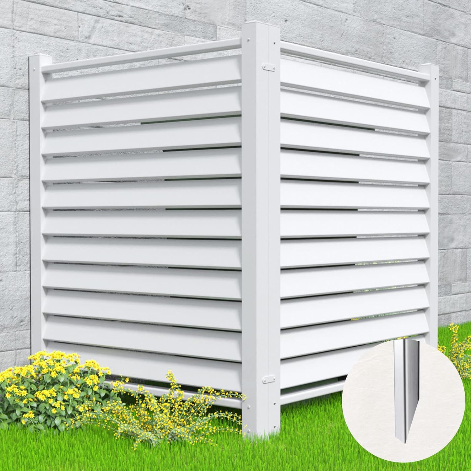 Air Conditioner Fence for Outside 36" W X 44" H White No Dig Privacy Fence Panel...