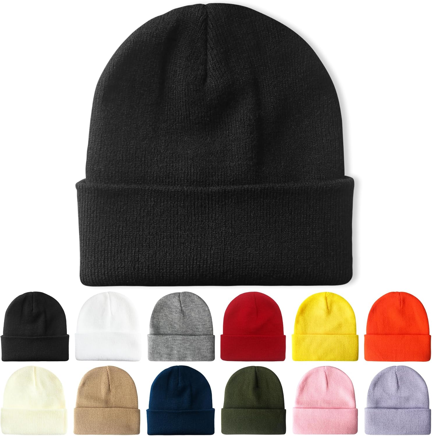 PFFY Beanie for Men Women Unisex Knit Cuffed Plain Winter Beanies Hats Skull Cap...