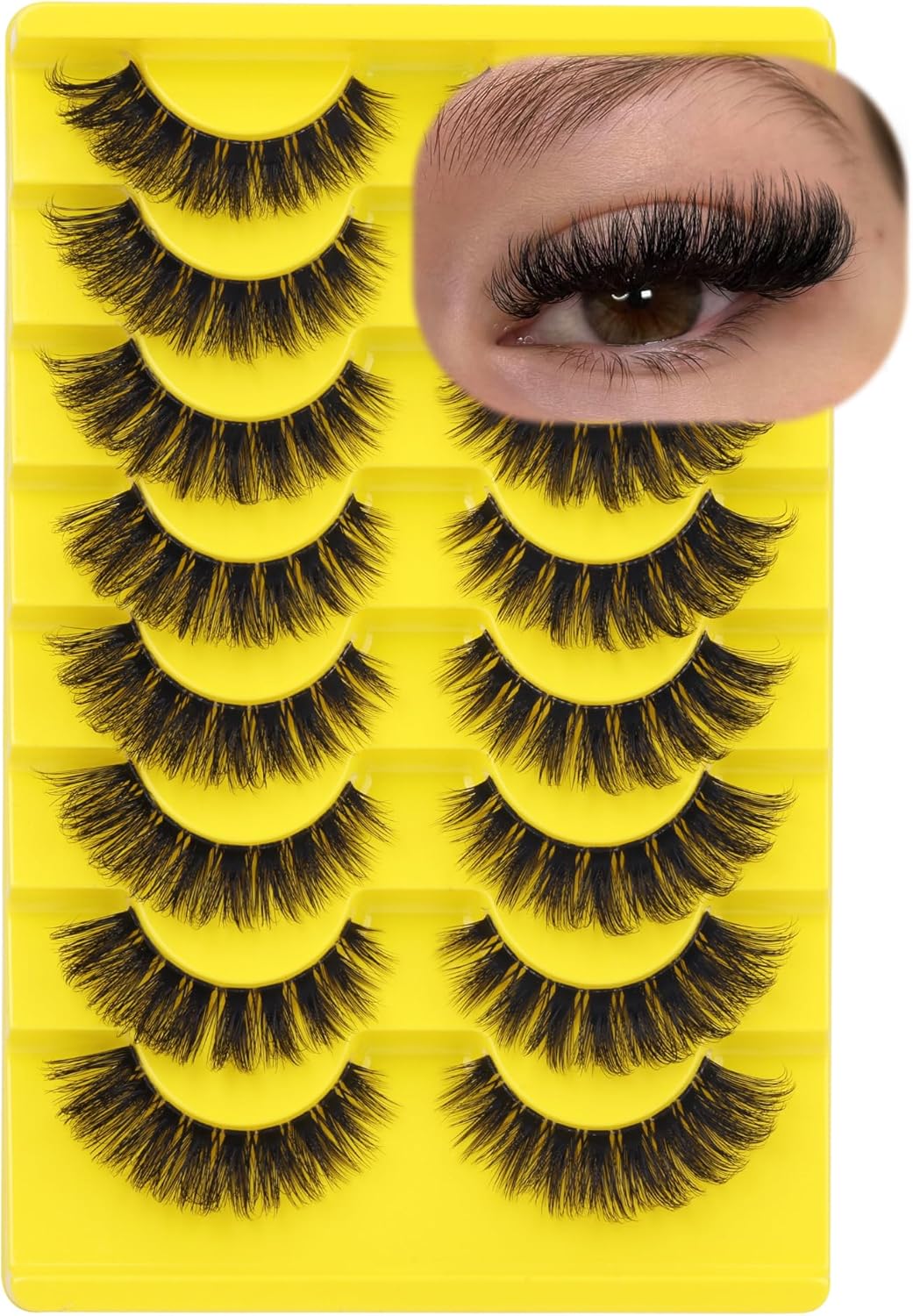 ALICE Cat Eye Lashes D Curl Russian Strip Lashes 17mm Fluffy False Eyelashes Cle...