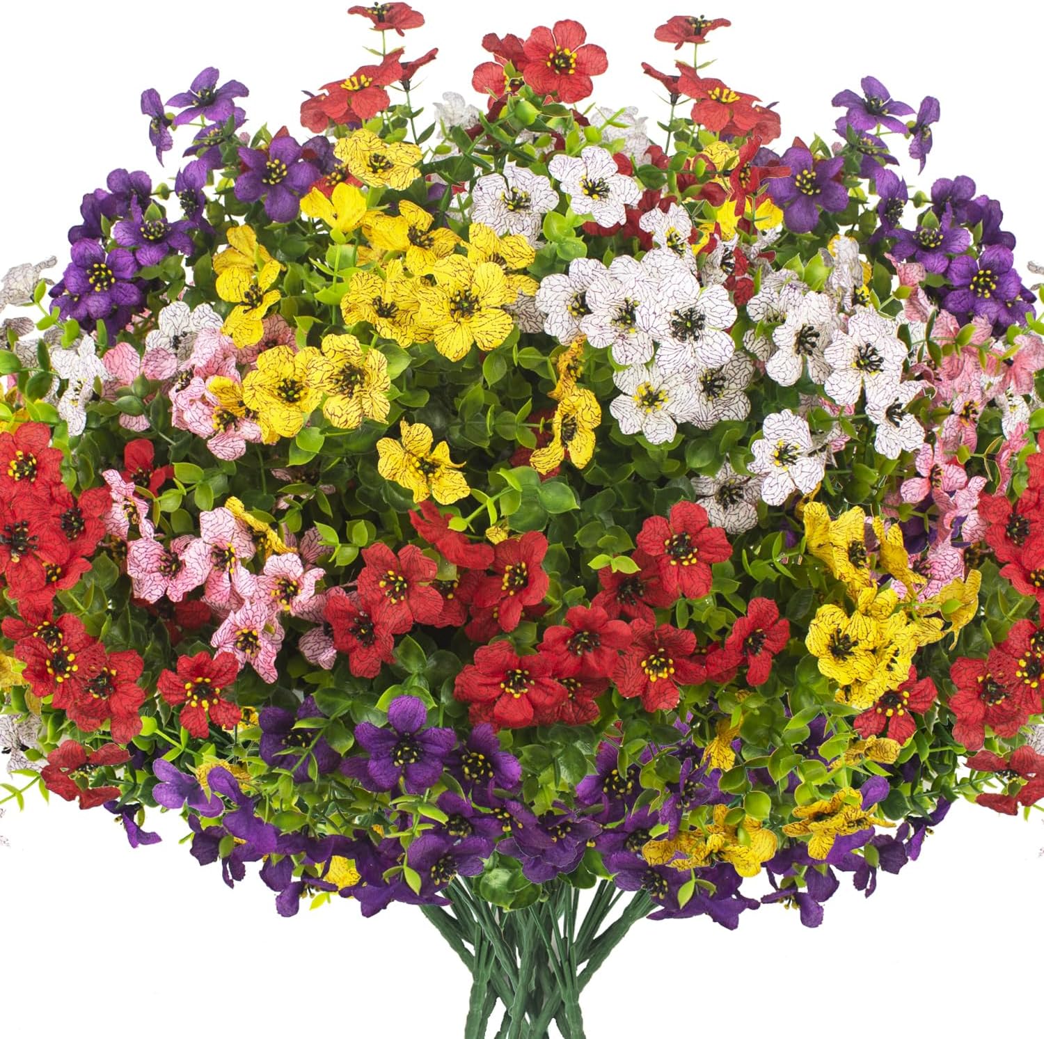 20 Bundles Artificial Flowers for Outdoors, UV Resistant Fake Plants Flowers Gre...