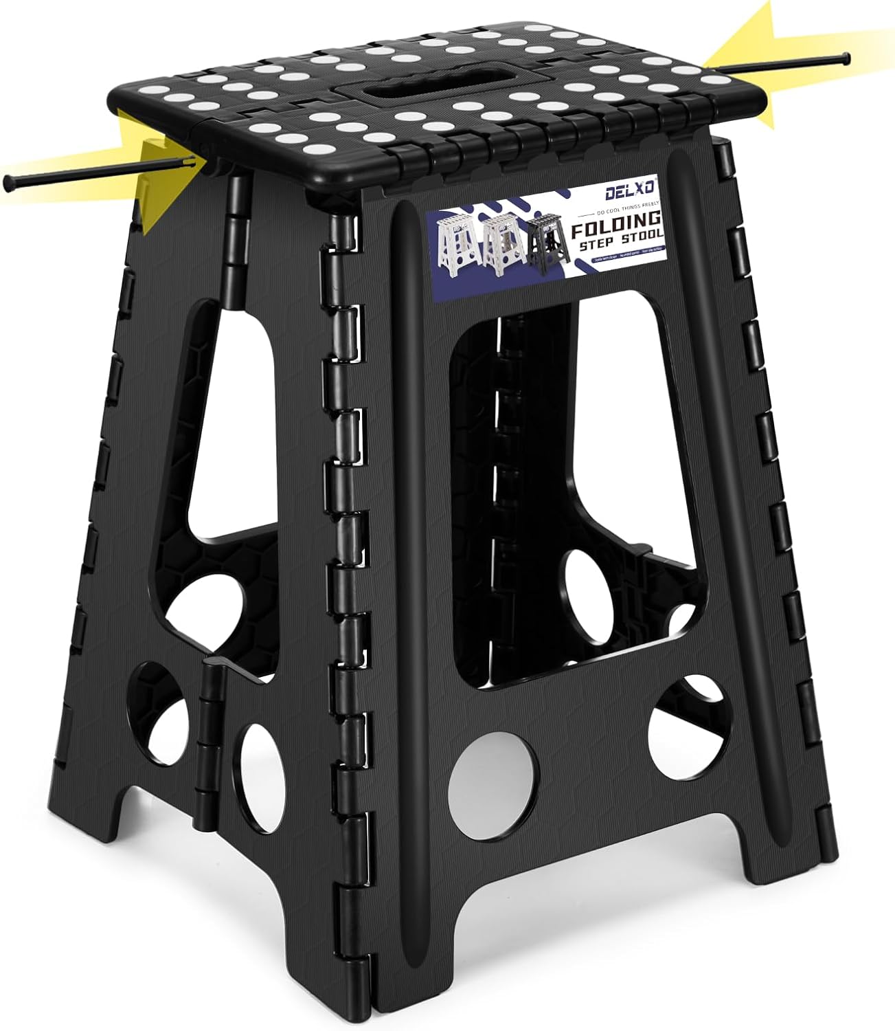 Delxo 17.5 Inch Folding Step Stool, Heavy Duty Foldable Stool for Adults,Premium...