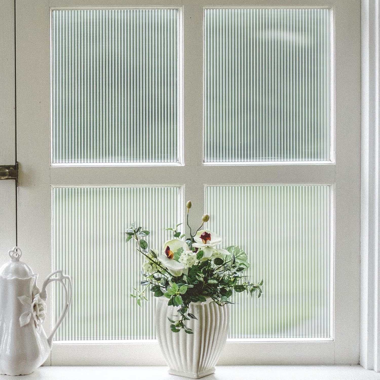 VELIMAX Reeded Glass Window Film, Window Privacy Film, Frosted Window Vinyl, 3D...