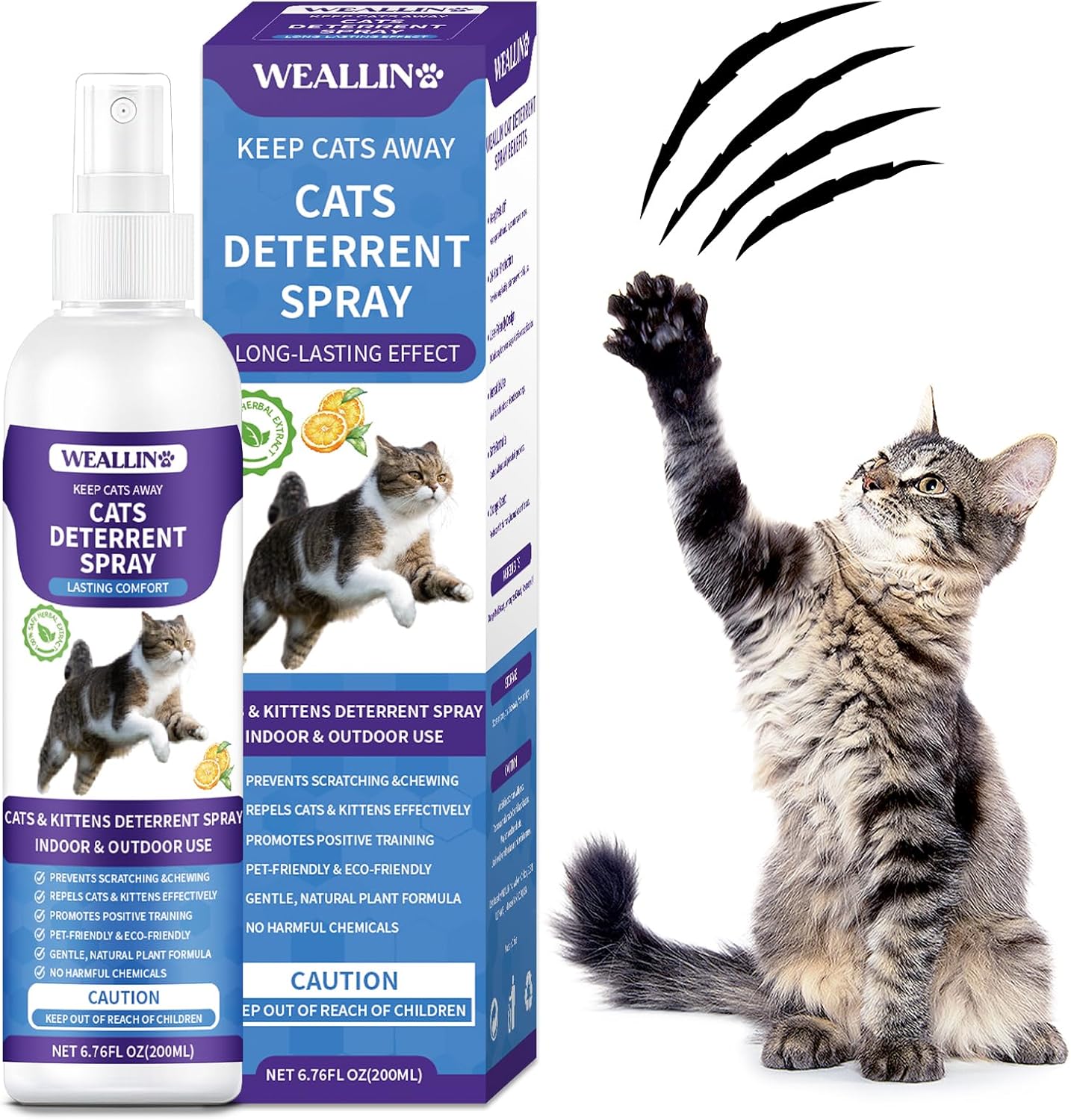 WEALLIN Cat Repellent Spray, 200ml Cat Deterrent Spray Indoor, Anti-Scratch Cat...