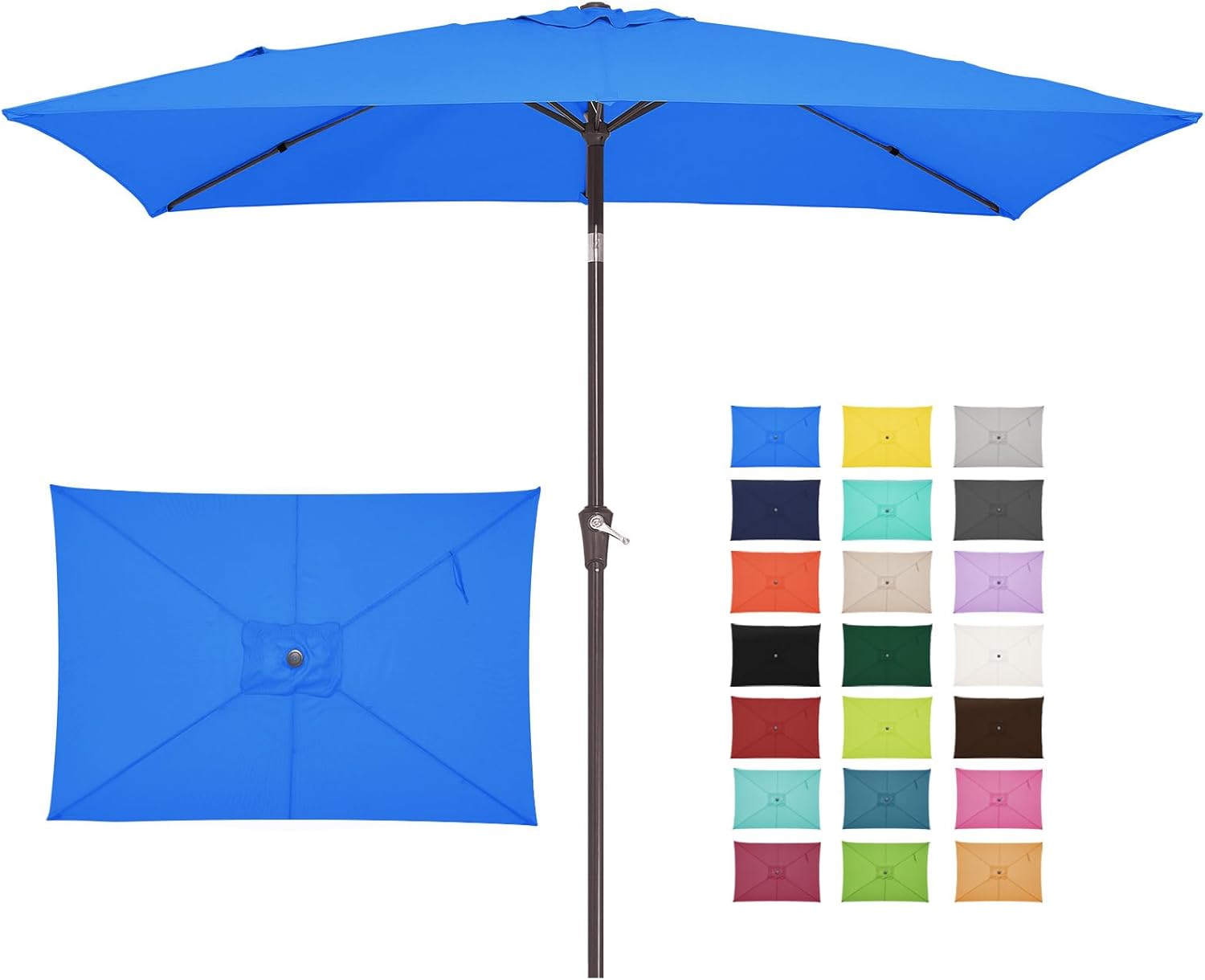 JEAREY 6.5x10 ft Rectangular Patio Umbrellas Outdoor Market Umbrella with Push B...
