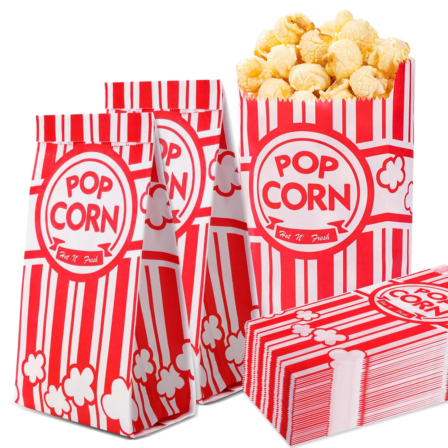 VOISEN Paper Popcorn Bags,100 Pack 1oz Popcorn Bags Individual Servings, Popcorn...
