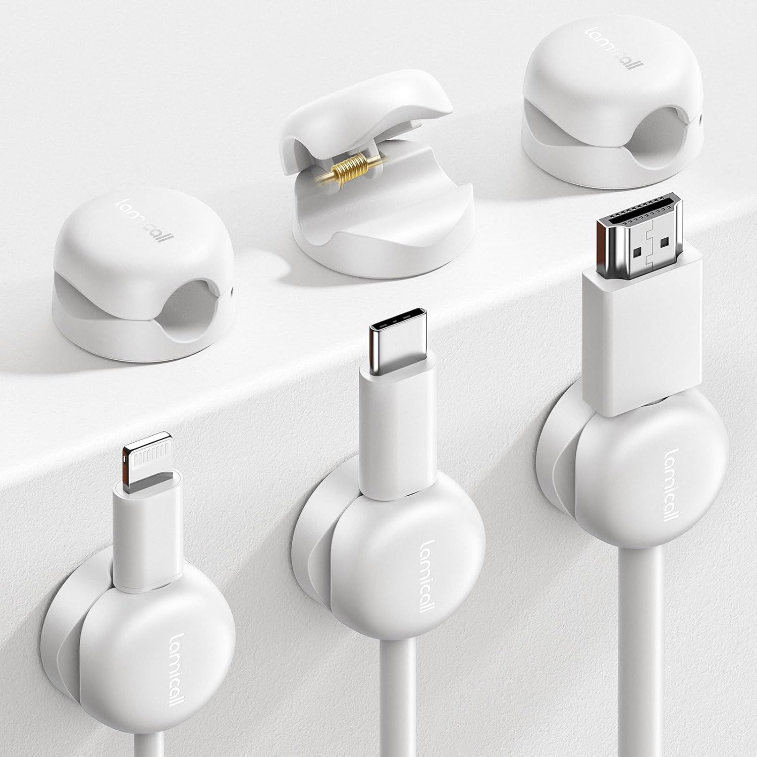 Lamicall Cord Organizer, Spring Cable Management Clips - 6Pack Compact Desk Cabl...