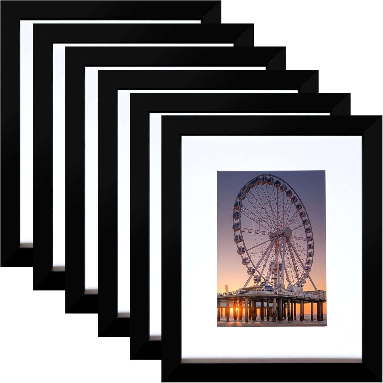 BESCRCL 8x10 Picture Frame Black Set of 6, Display Pictures 5x7 with Mat or 8x10...