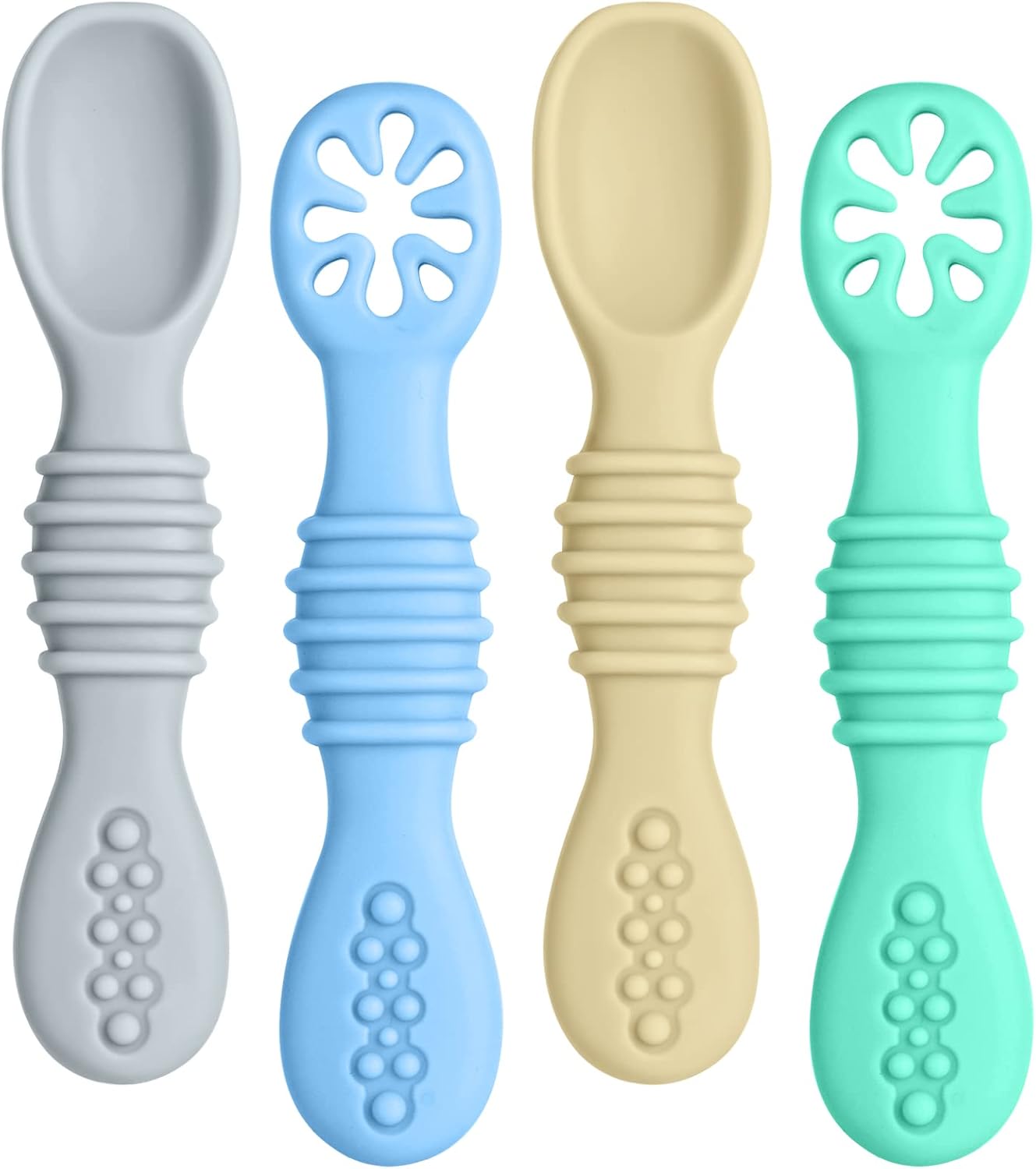 Vicloon Baby Fork and Spoon Set, 4Pcs Silicone Spoon Baby Weaning Spoon Set Self...