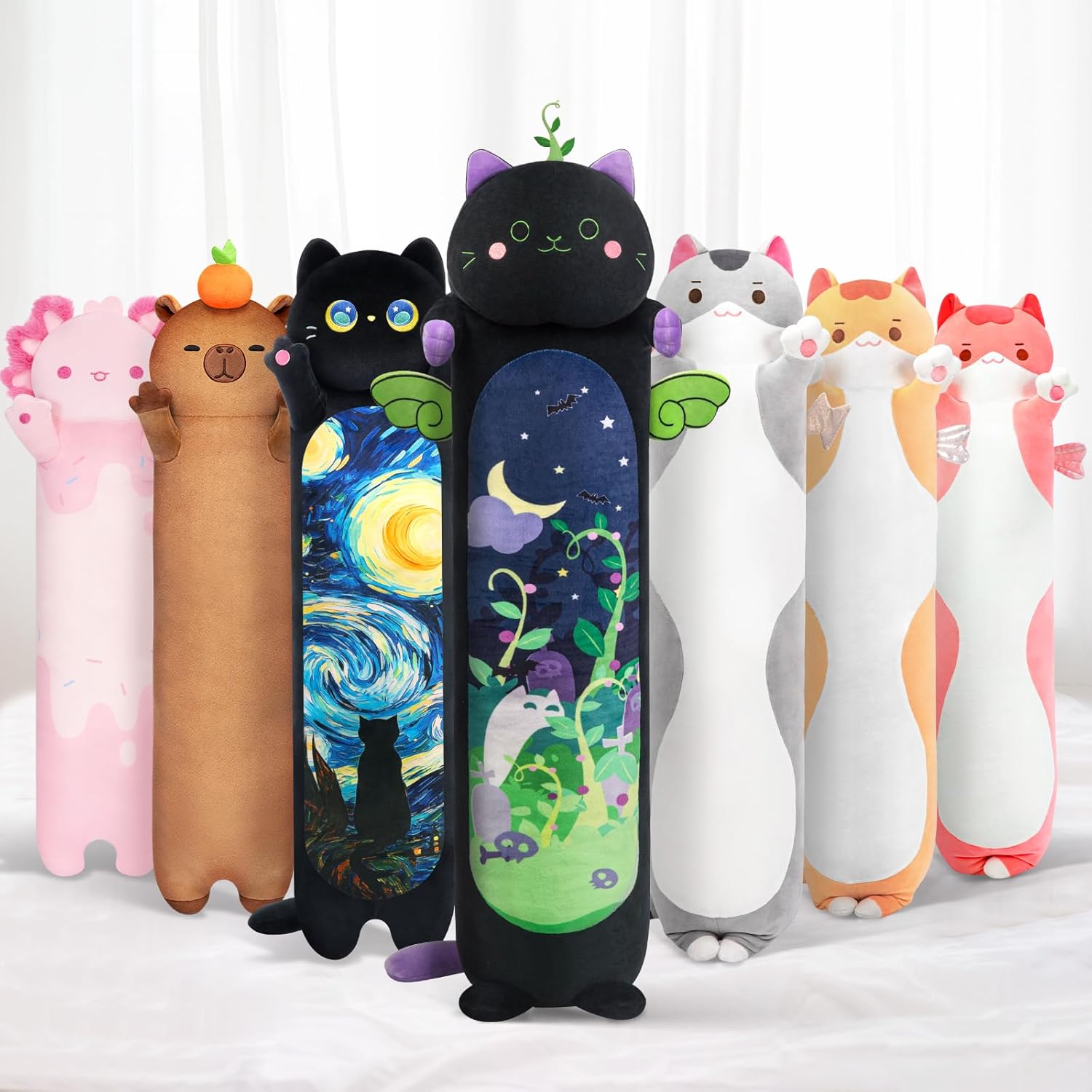 Mewaii 51in Long Devil Mint Cat Plush Pillows Stuffed Animals Squishy Pillows -...