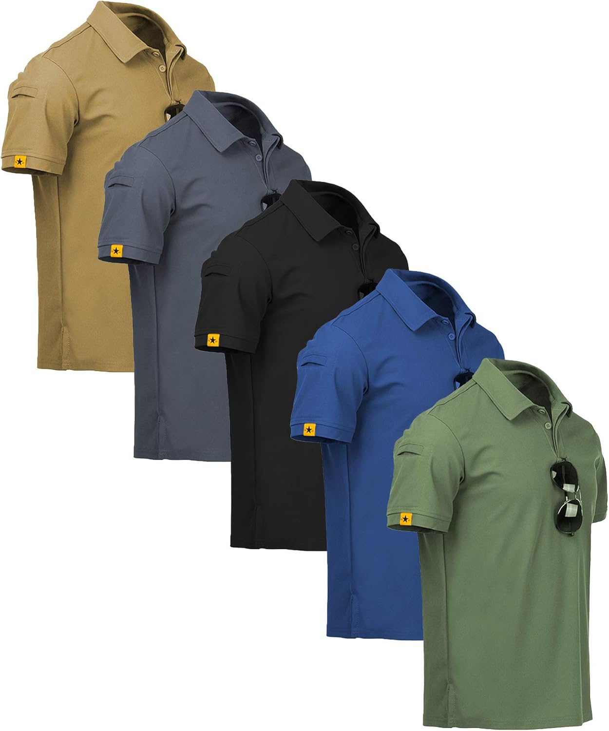 ZITY 5 Pack Mens Polo Shirt Short Sleeve Sports Golf Tennis T-Shirt Moisture-Wic...