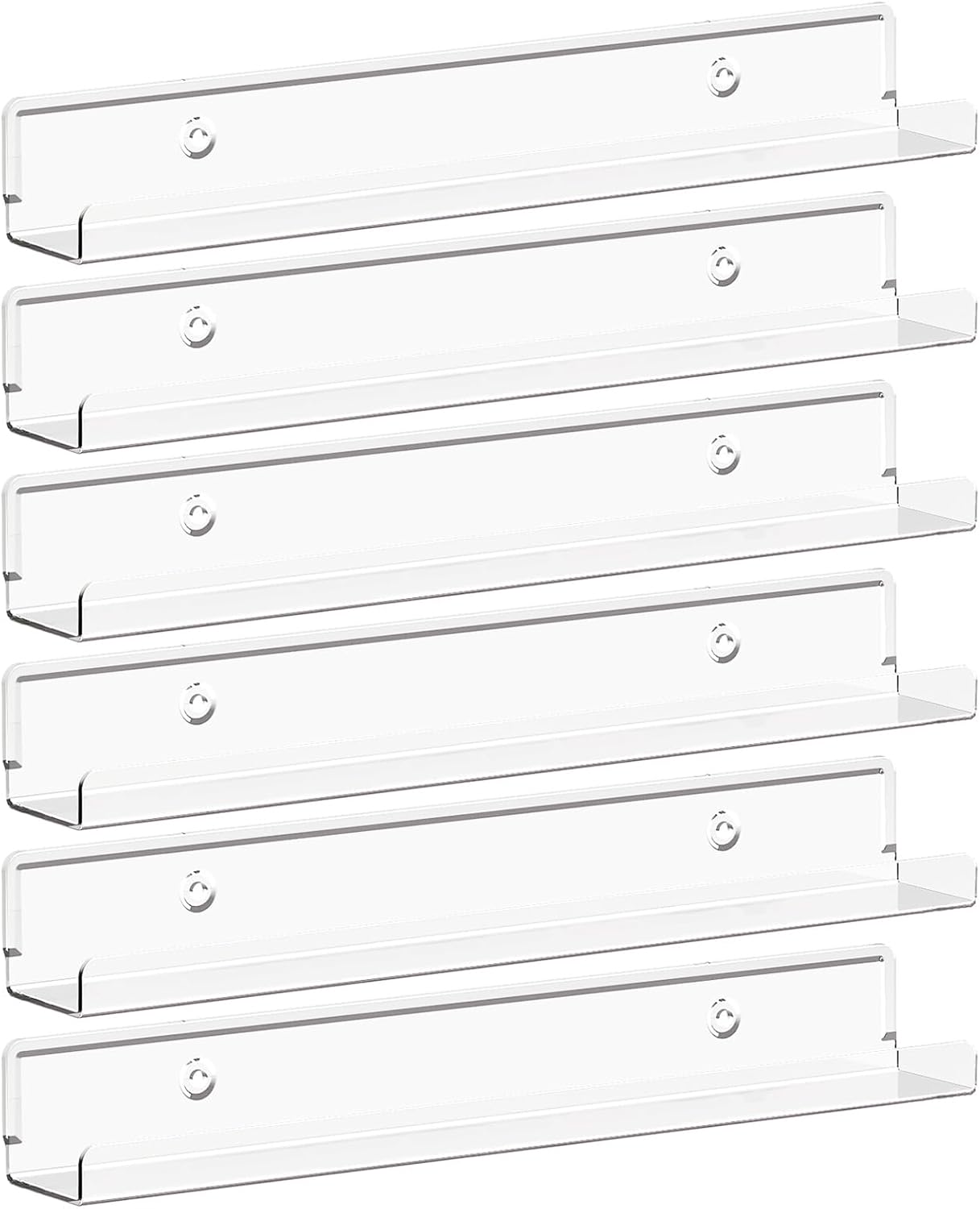 Lifewit Floating Shelves for Vinyl Record, 6 Pack 12" Clear Plastic Wall Shelf R...