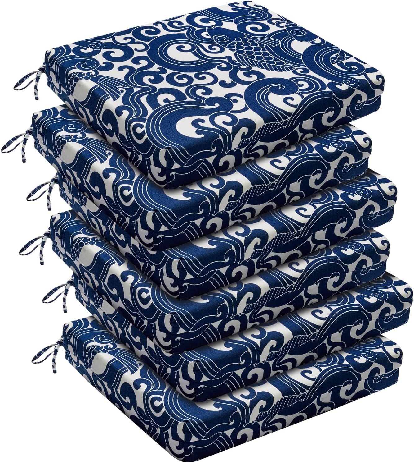downluxe Outdoor Chair Cushions Set of 6 for Patio Furniture, Water-Resistant Sq...