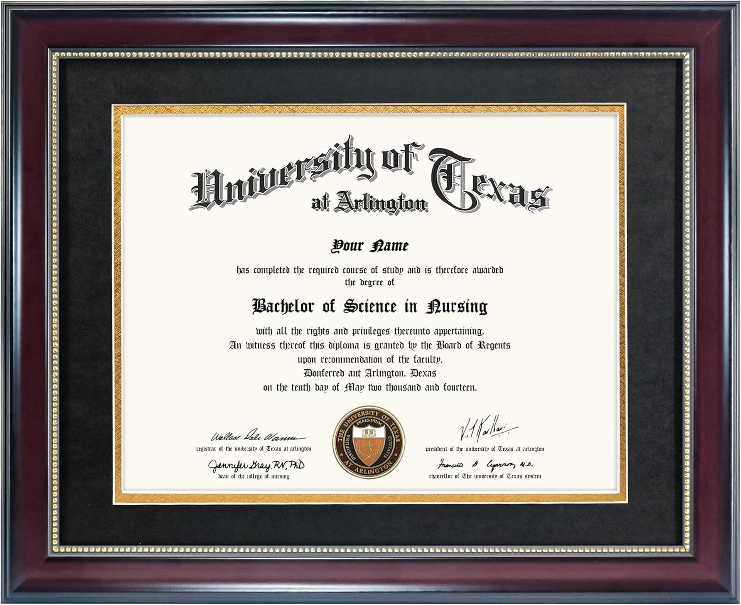 GraduationMall 8.5x11 Diploma Frame with Black over Gold Mat or Display 11x14 Do...